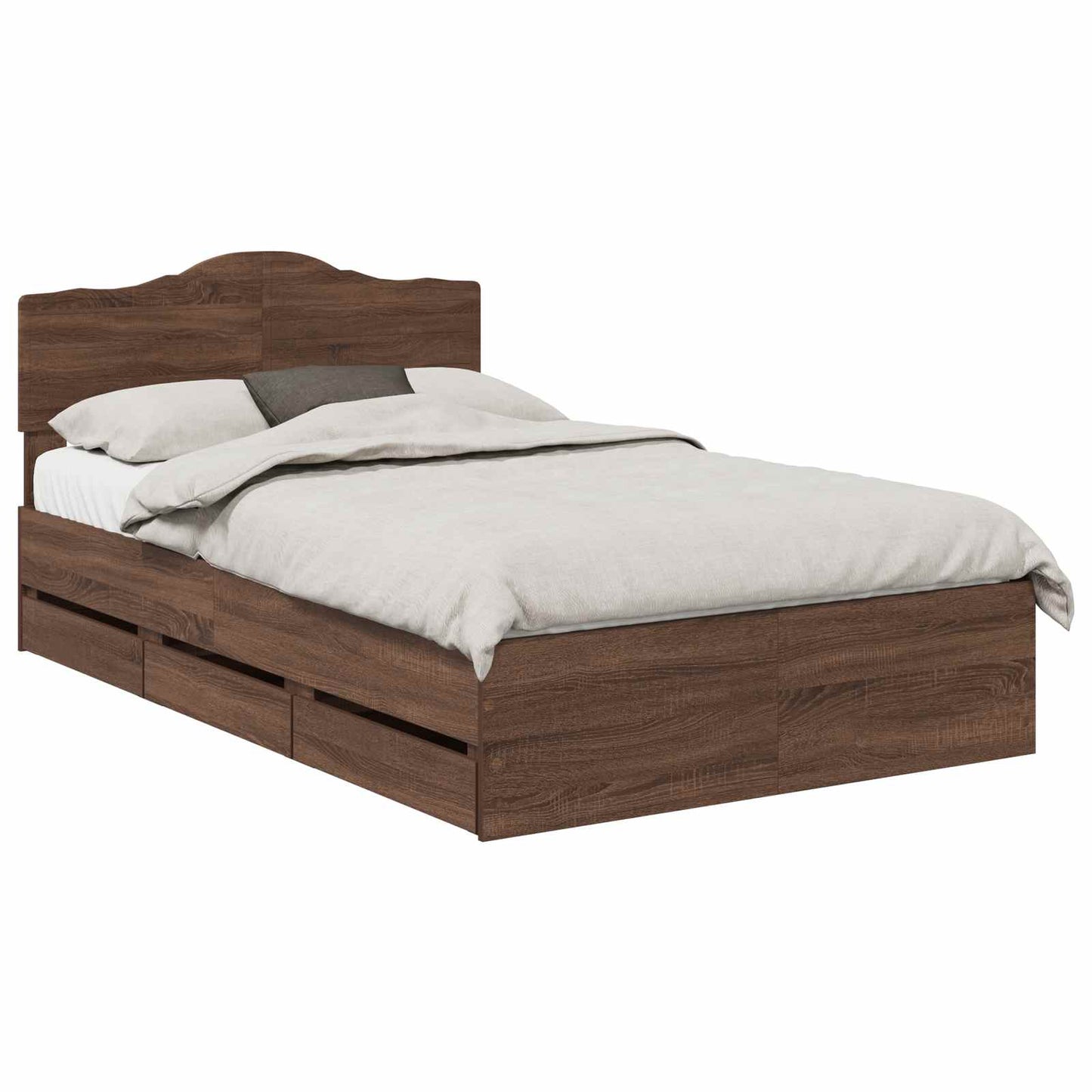 Bedframe met lade Bruin Eiken 135 x 190 cm Ingenieurshout is nu te koop bij PeponiXL, paradijselijk wonen!