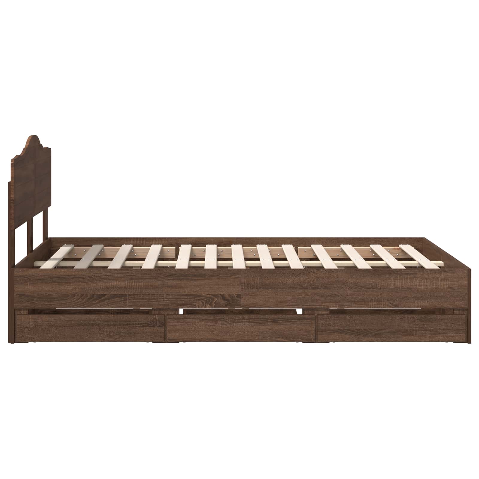 Bedframe met lade Bruin Eiken 135 x 190 cm Ingenieurshout is nu te koop bij PeponiXL, paradijselijk wonen!