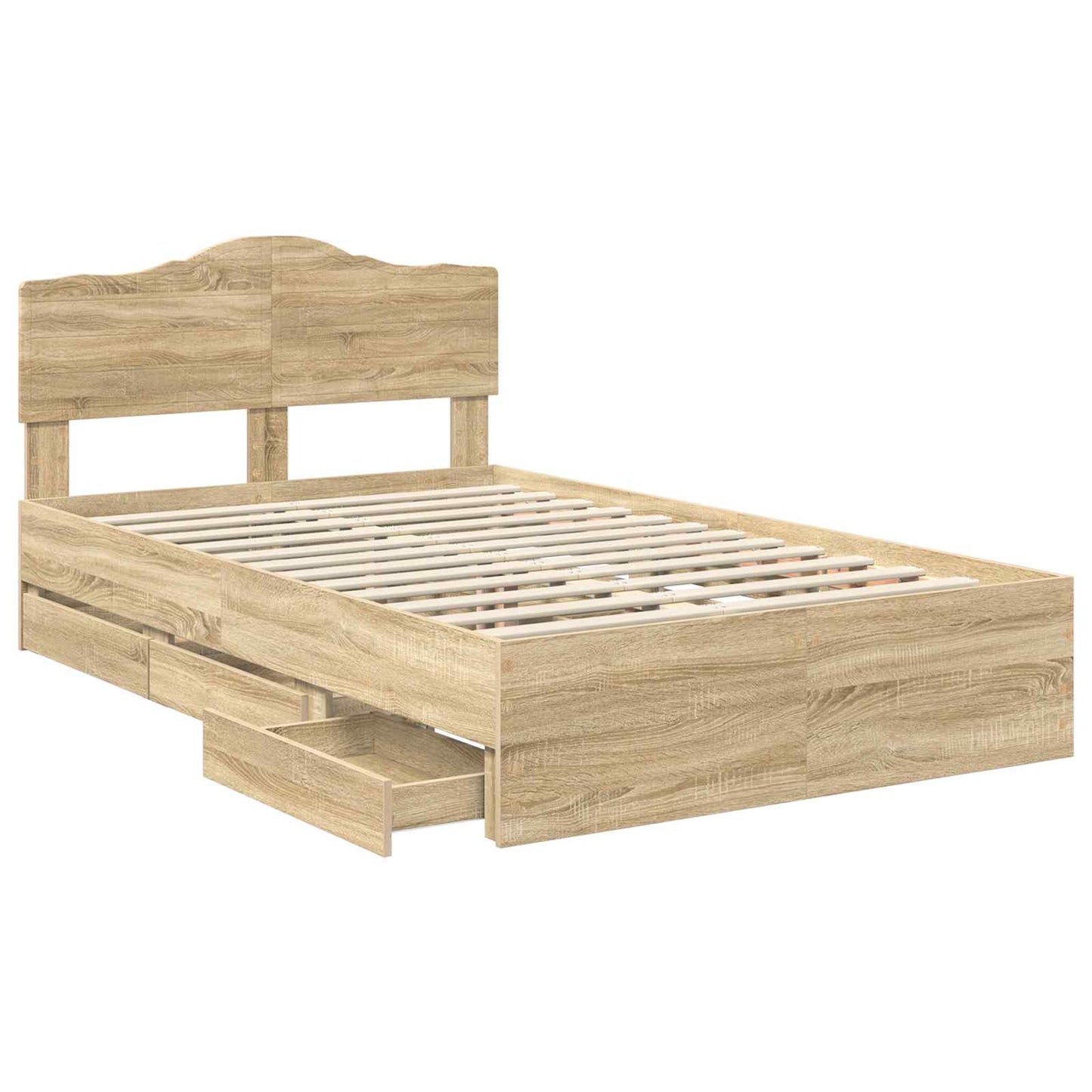 Bedframe met lade Sonoma Eiken 120 x 200 cm Ingenieurshout is nu te koop bij PeponiXL, paradijselijk wonen!