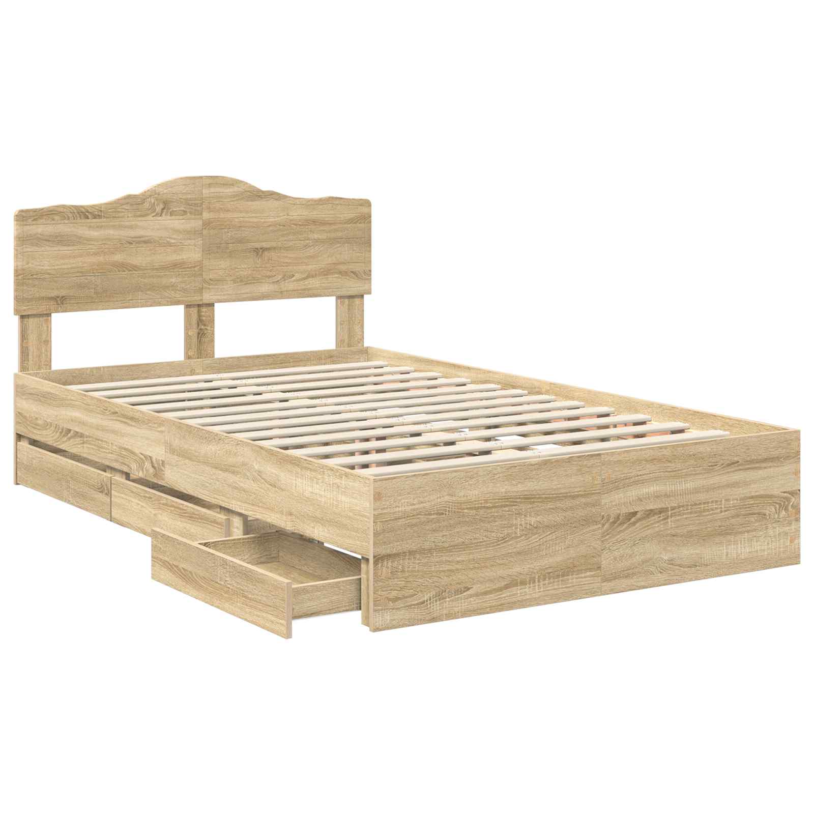 Bedframe met lade Sonoma Eiken 120 x 200 cm Ingenieurshout is nu te koop bij PeponiXL, paradijselijk wonen!