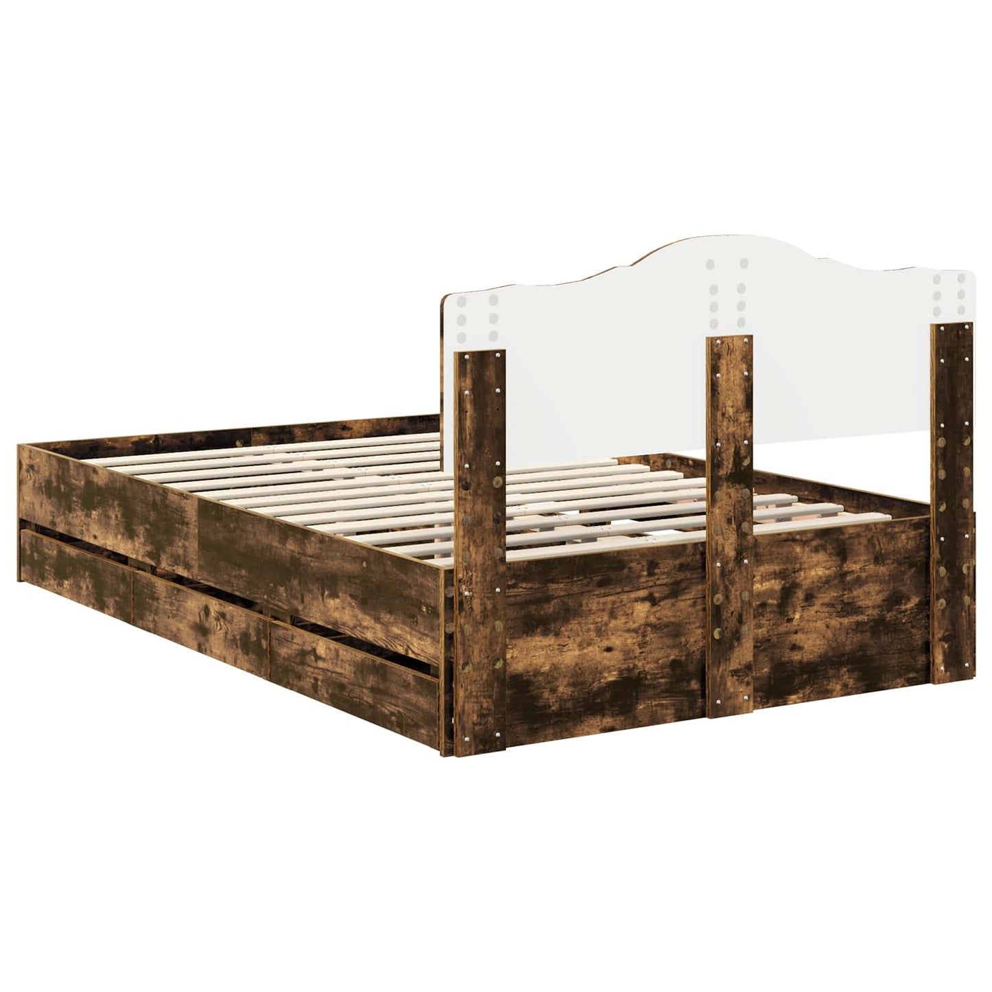Bedframe met lade Gerookt eiken 120 x 200 cm Ingenieurshout is nu te koop bij PeponiXL, paradijselijk wonen!