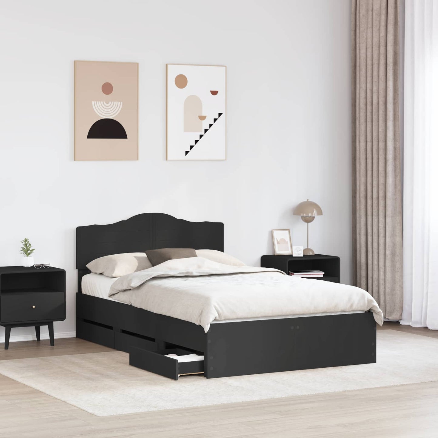 Bedframe met lade met opslag Zwart 120 x 190 cm Ingenieurshout is nu te koop bij PeponiXL, paradijselijk wonen!