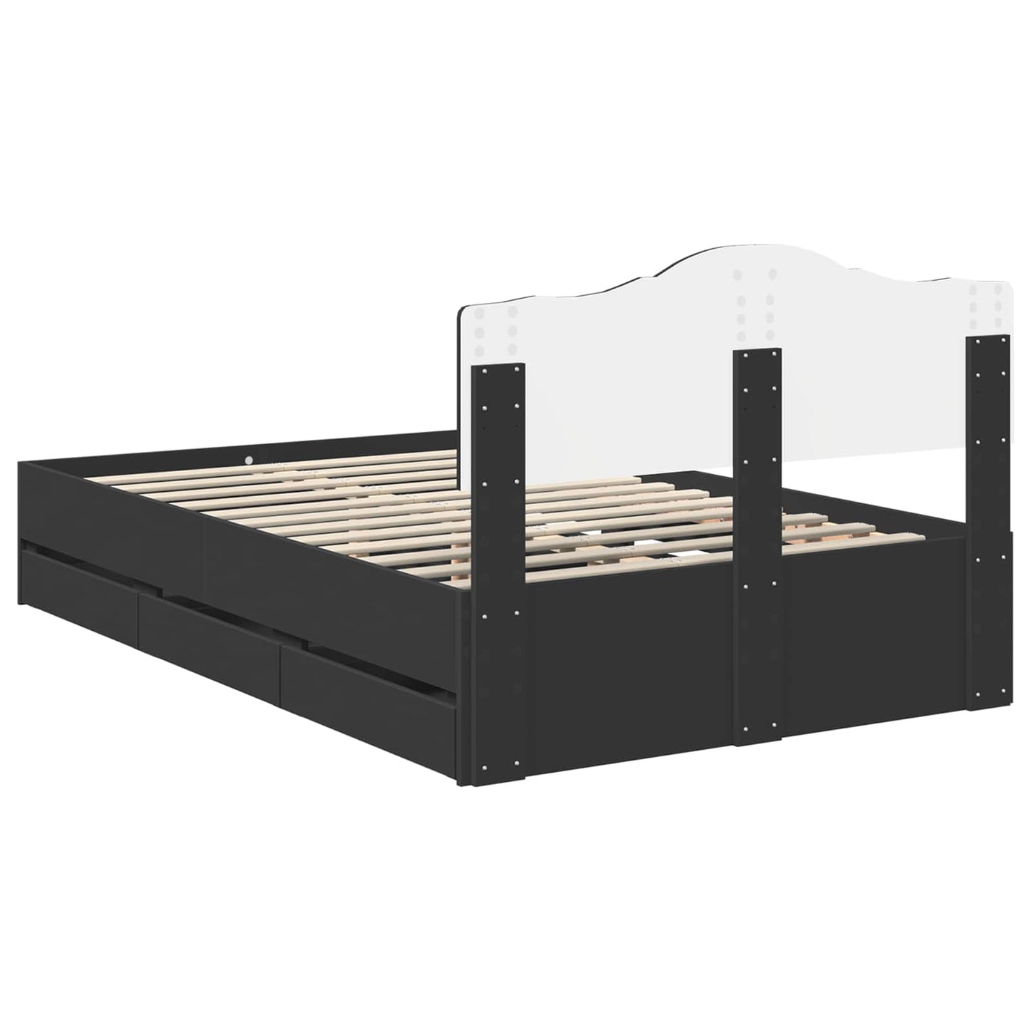 Bedframe met lade met opslag Zwart 120 x 190 cm Ingenieurshout is nu te koop bij PeponiXL, paradijselijk wonen!