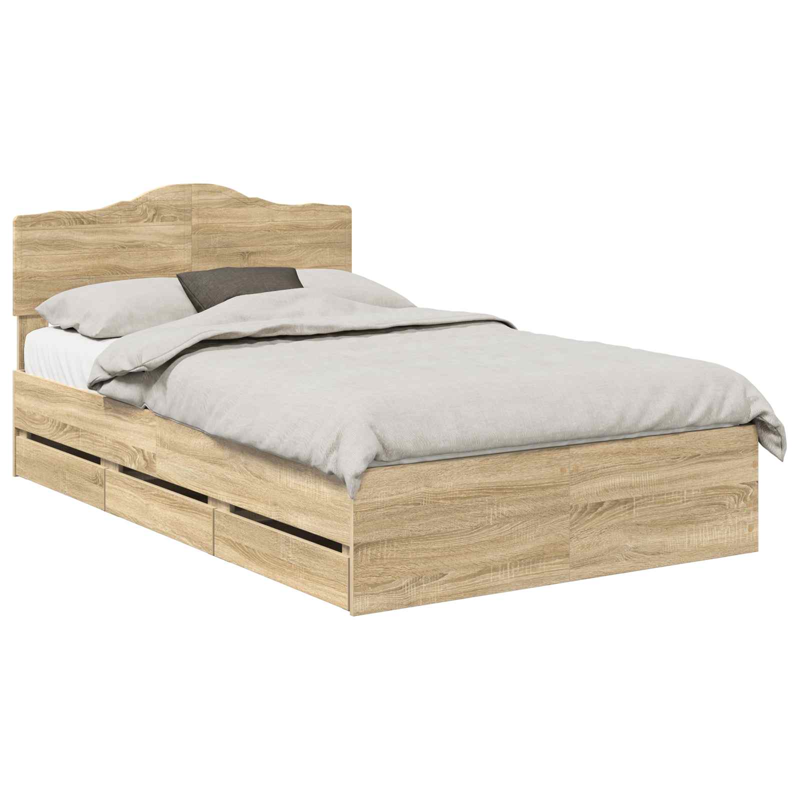 Bedframe met lade Sonoma Eiken 120 x 190 cm Ingenieurshout is nu te koop bij PeponiXL, paradijselijk wonen!