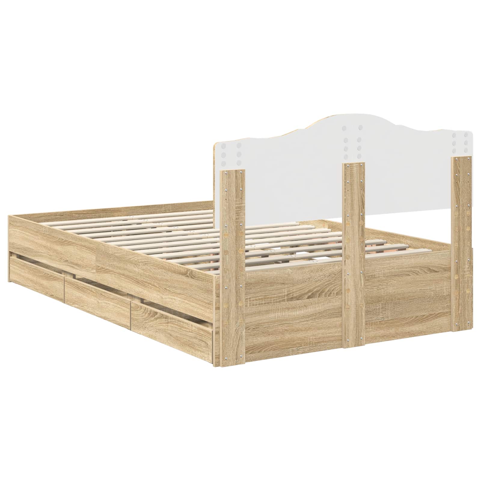 Bedframe met lade Sonoma Eiken 120 x 190 cm Ingenieurshout is nu te koop bij PeponiXL, paradijselijk wonen!