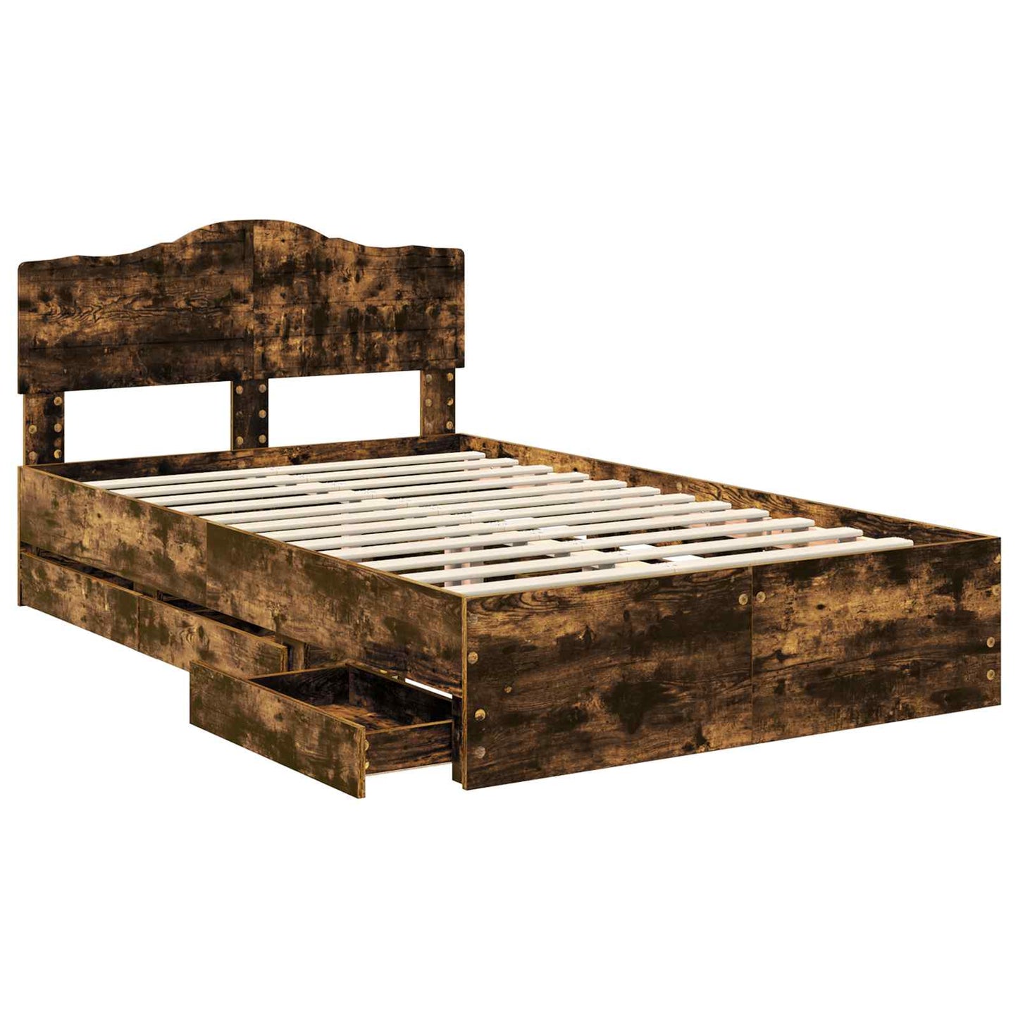 Bedframe met lade Gerookt eiken 120 x 190 cm Ingenieurshout is nu te koop bij PeponiXL, paradijselijk wonen!