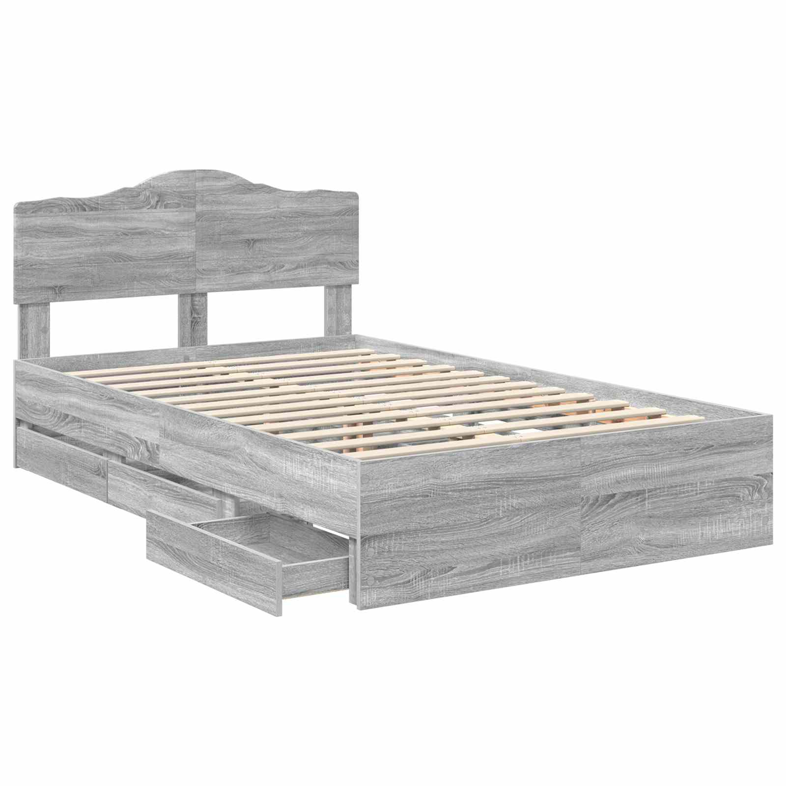 Bedframe met lade Grijs Sonoma 120 x 190 cm Ingenieurshout is nu te koop bij PeponiXL, paradijselijk wonen!