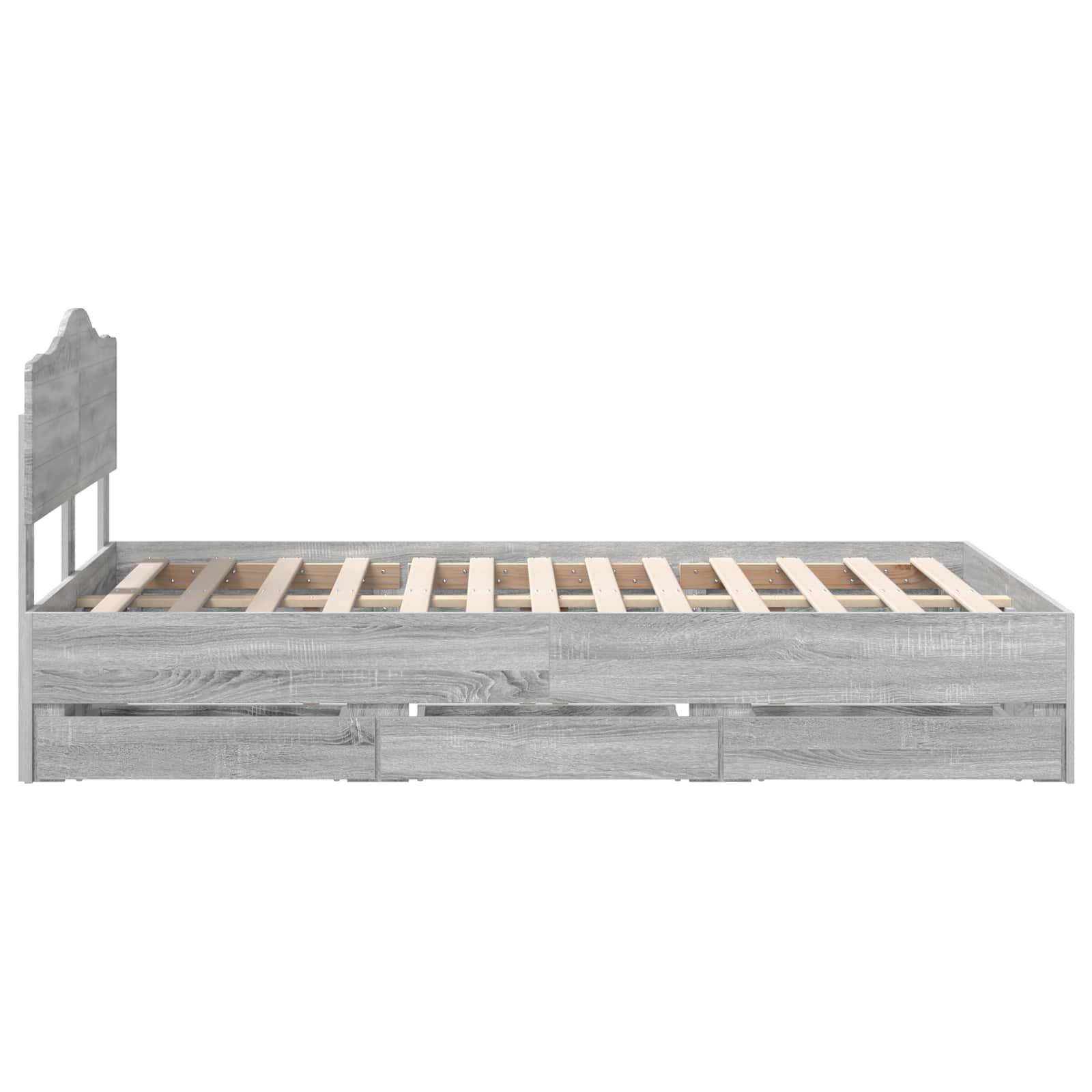 Bedframe met lade Grijs Sonoma 120 x 190 cm Ingenieurshout is nu te koop bij PeponiXL, paradijselijk wonen!