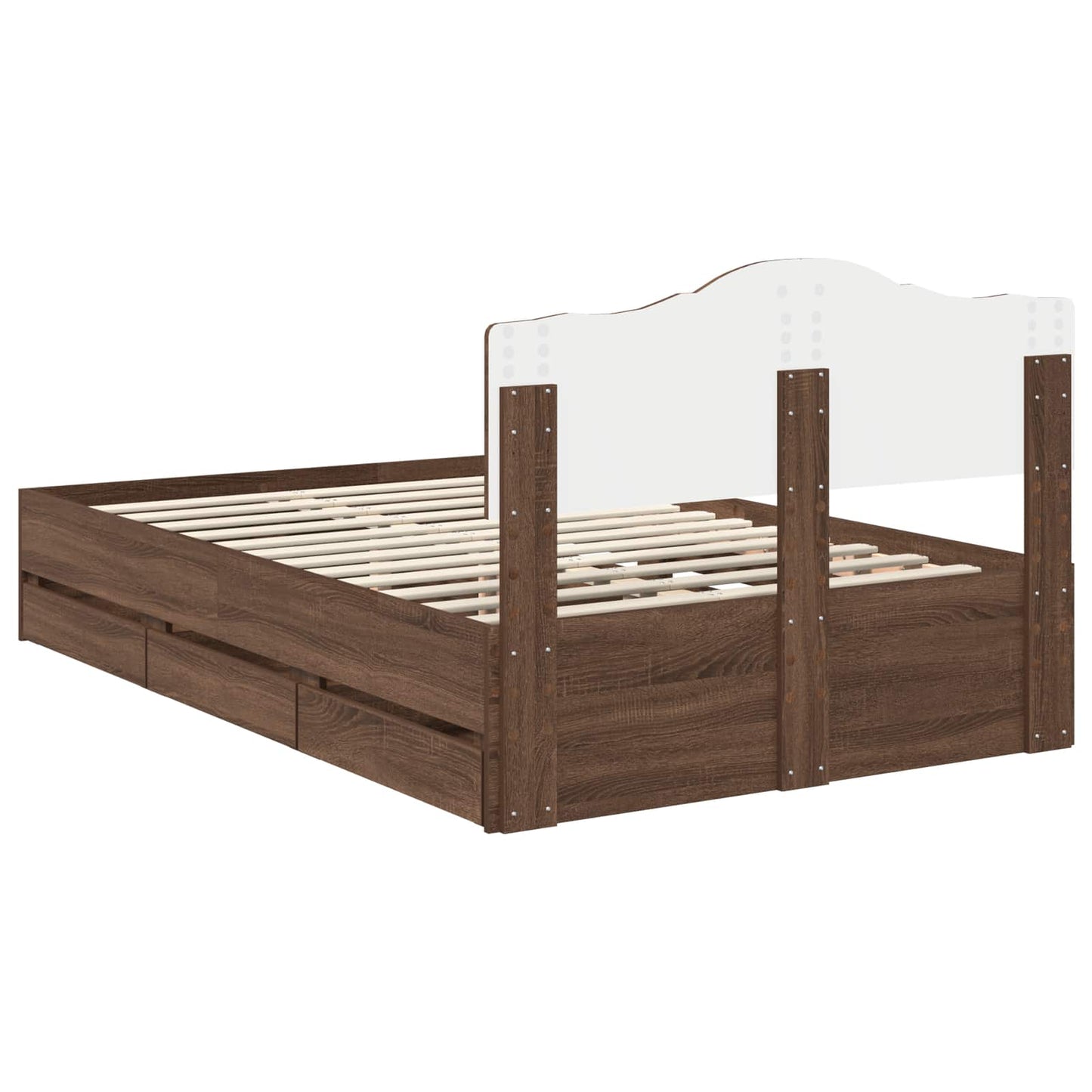 Bedframe met lade Bruin Eiken 120 x 190 cm Ingenieurshout is nu te koop bij PeponiXL, paradijselijk wonen!