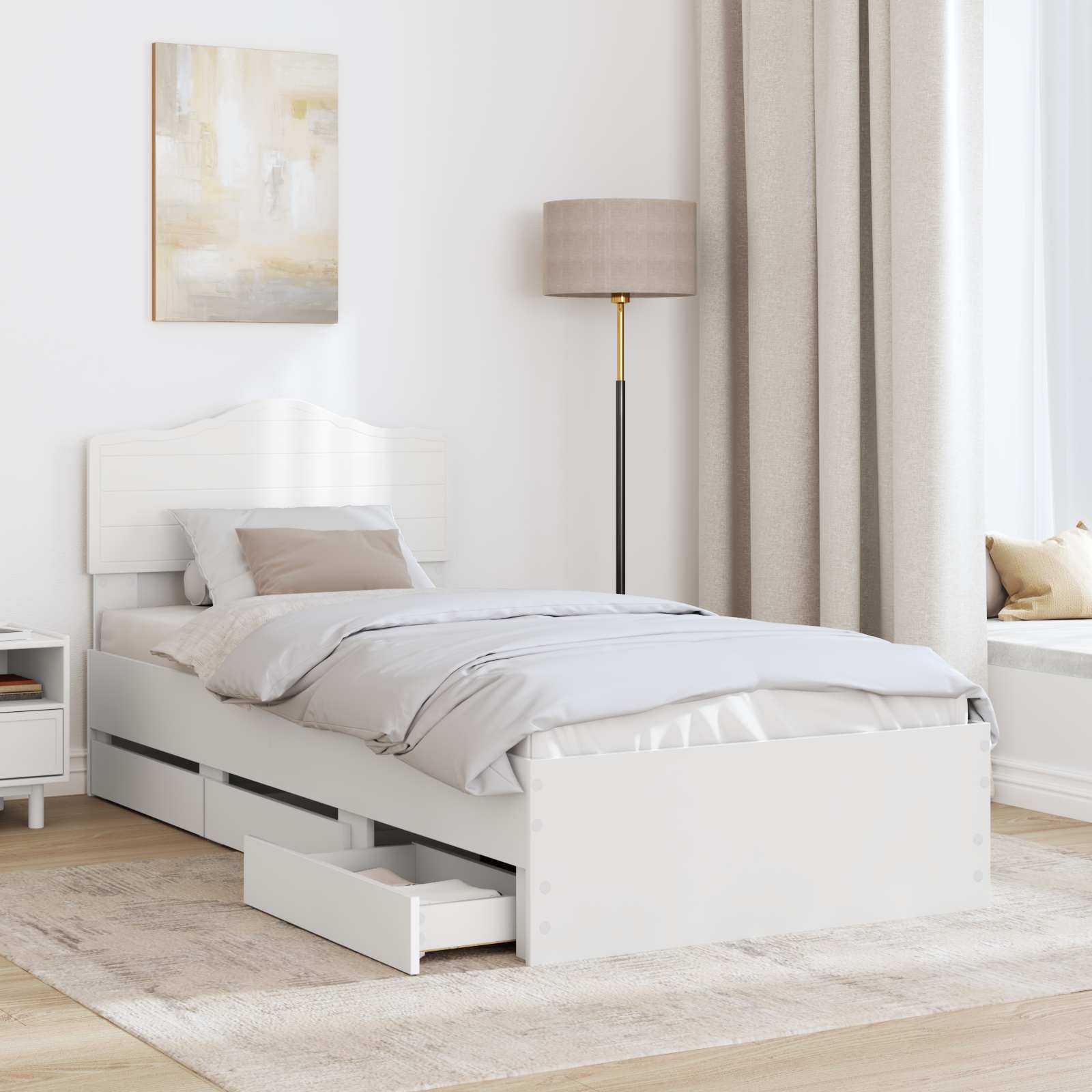 Bedframe met lade met opslag Wit 100 x 200 cm Ingenieurshout is nu te koop bij PeponiXL, paradijselijk wonen!