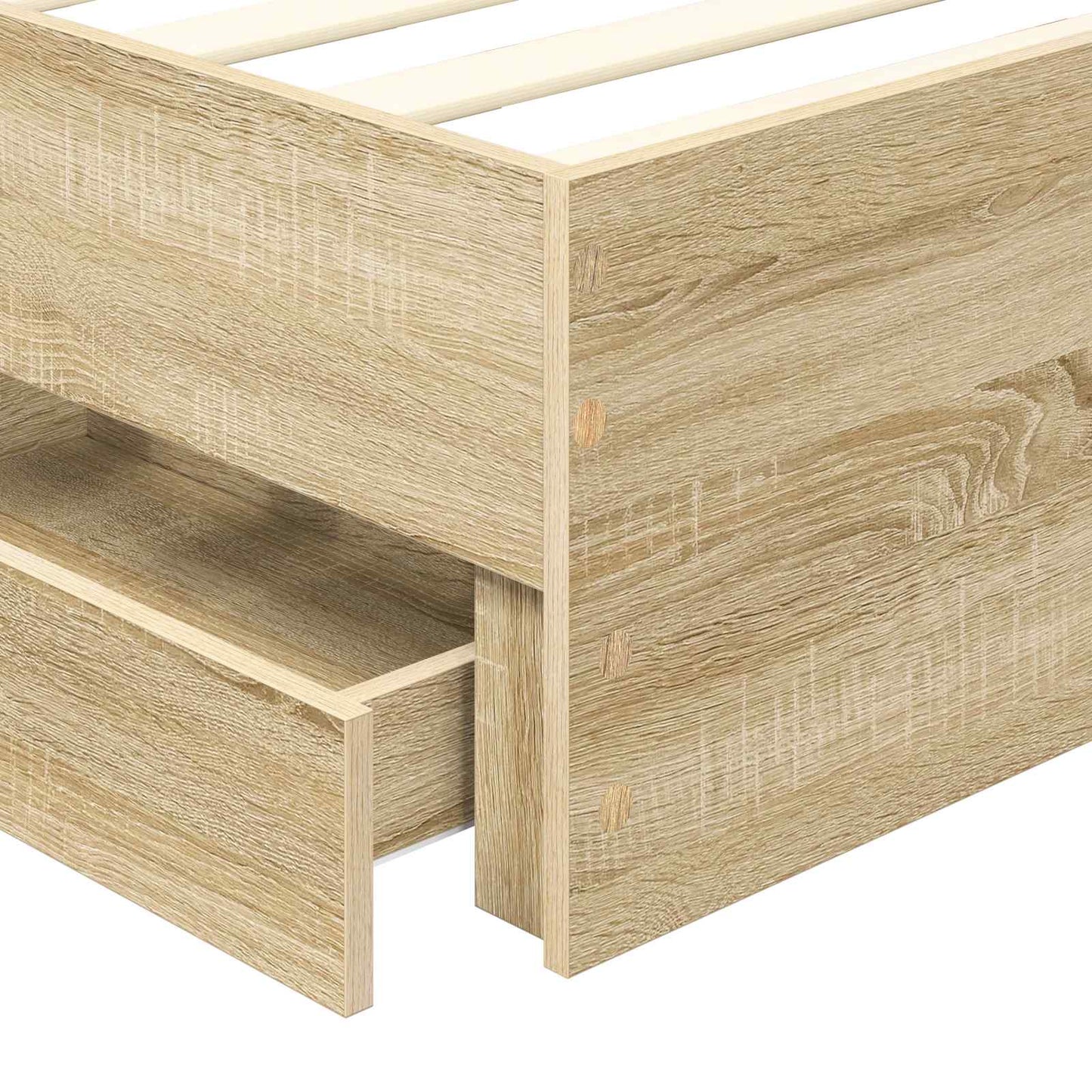 Bedframe met lade Sonoma Eiken 100 x 200 cm Ingenieurshout is nu te koop bij PeponiXL, paradijselijk wonen!