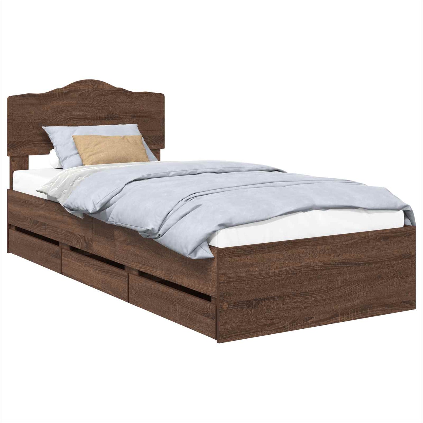 Bedframe met lade Bruin Eiken 100 x 200 cm Ingenieurshout is nu te koop bij PeponiXL, paradijselijk wonen!