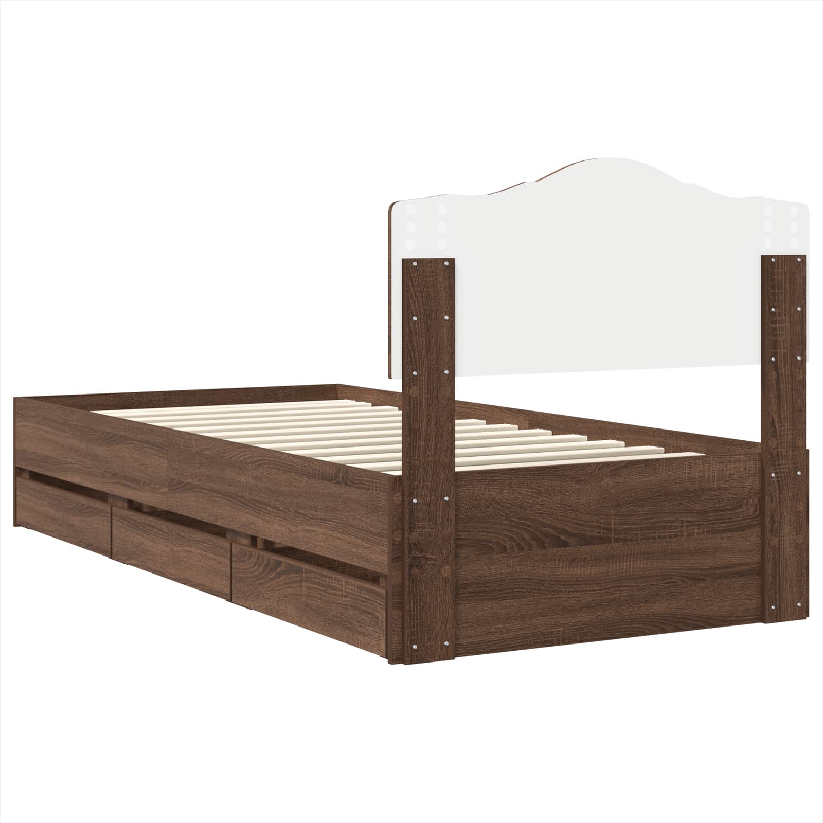 Bedframe met lade Bruin Eiken 100 x 200 cm Ingenieurshout is nu te koop bij PeponiXL, paradijselijk wonen!