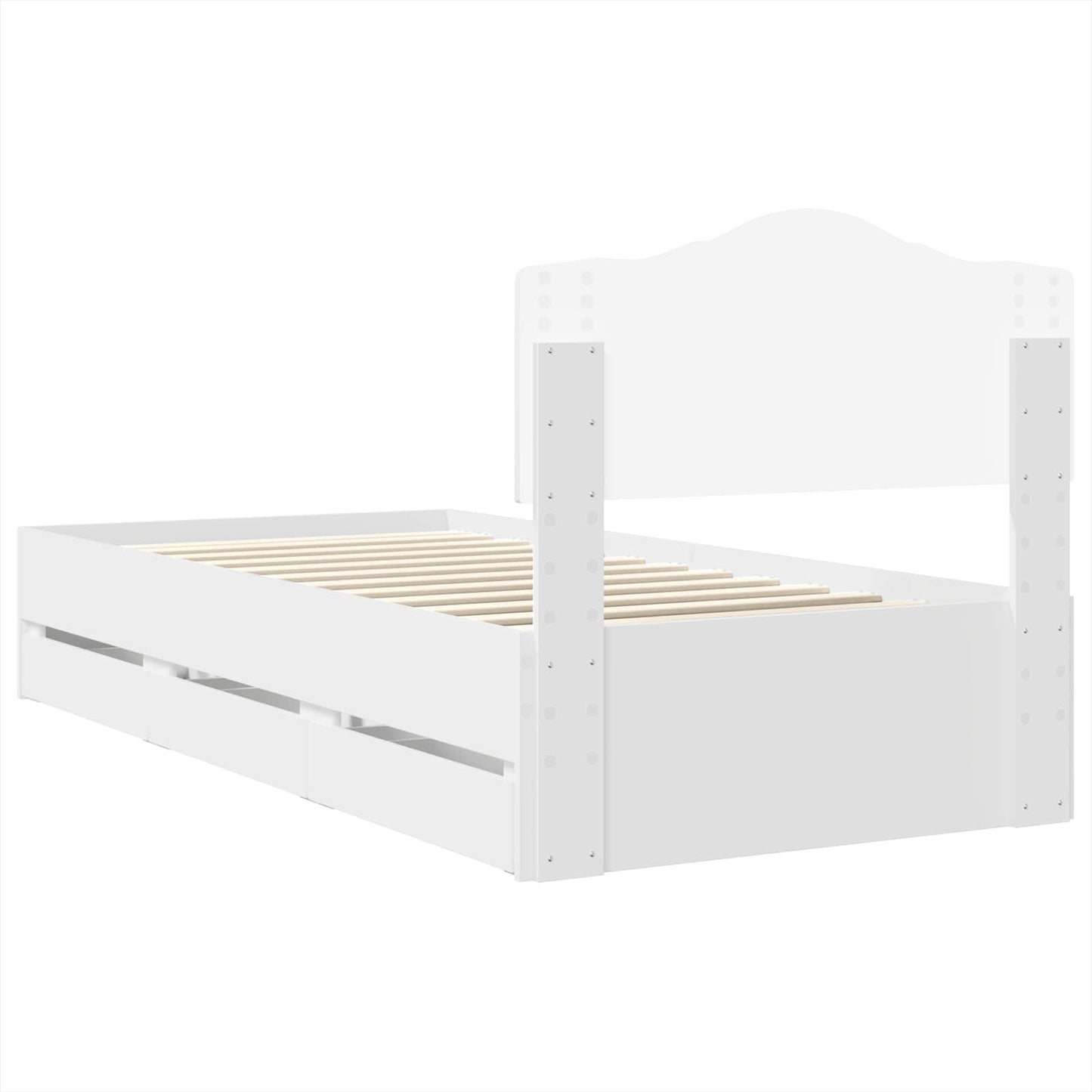 Bedframe met lade met hoofdeinde Wit 90 x 200 cm Ingenieurshout is nu te koop bij PeponiXL, paradijselijk wonen!