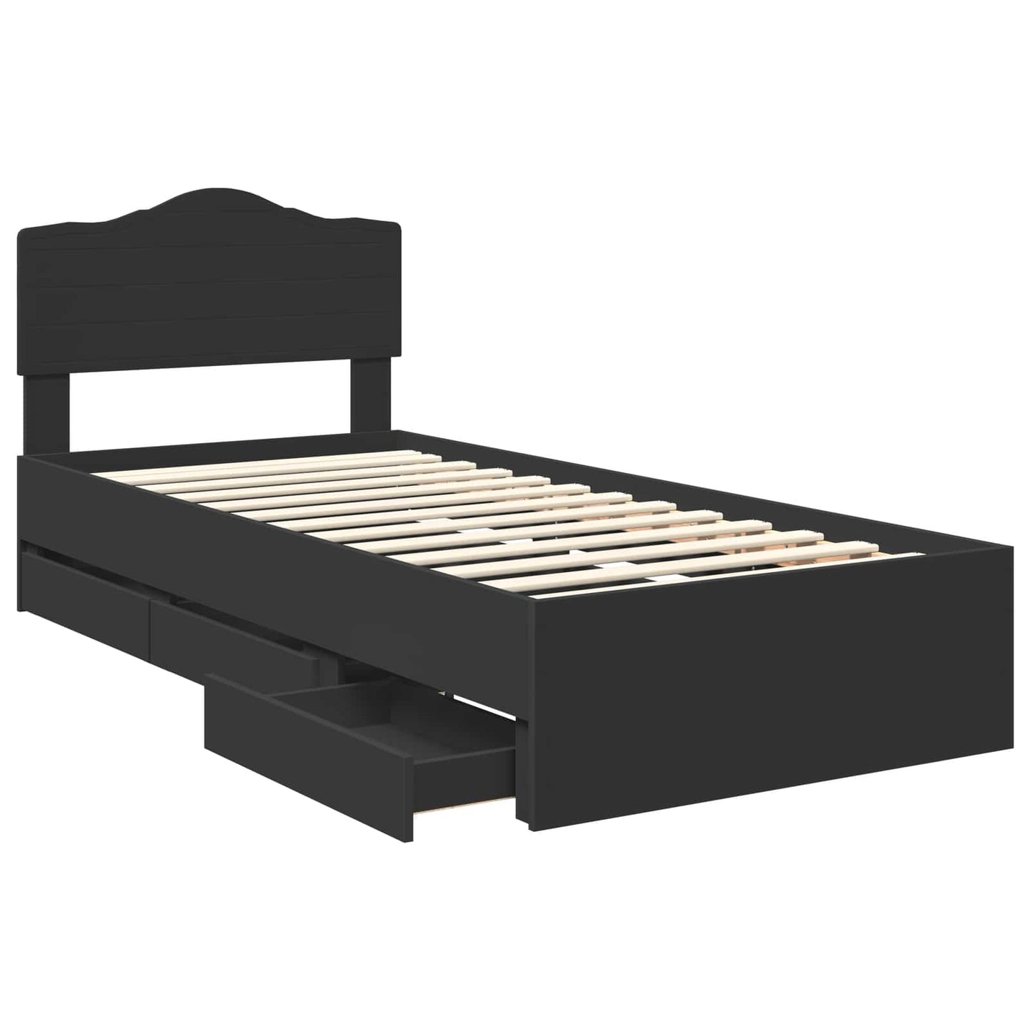 Bedframe met lade met opslag Zwart 90 x 200 cm Ingenieurshout is nu te koop bij PeponiXL, paradijselijk wonen!
