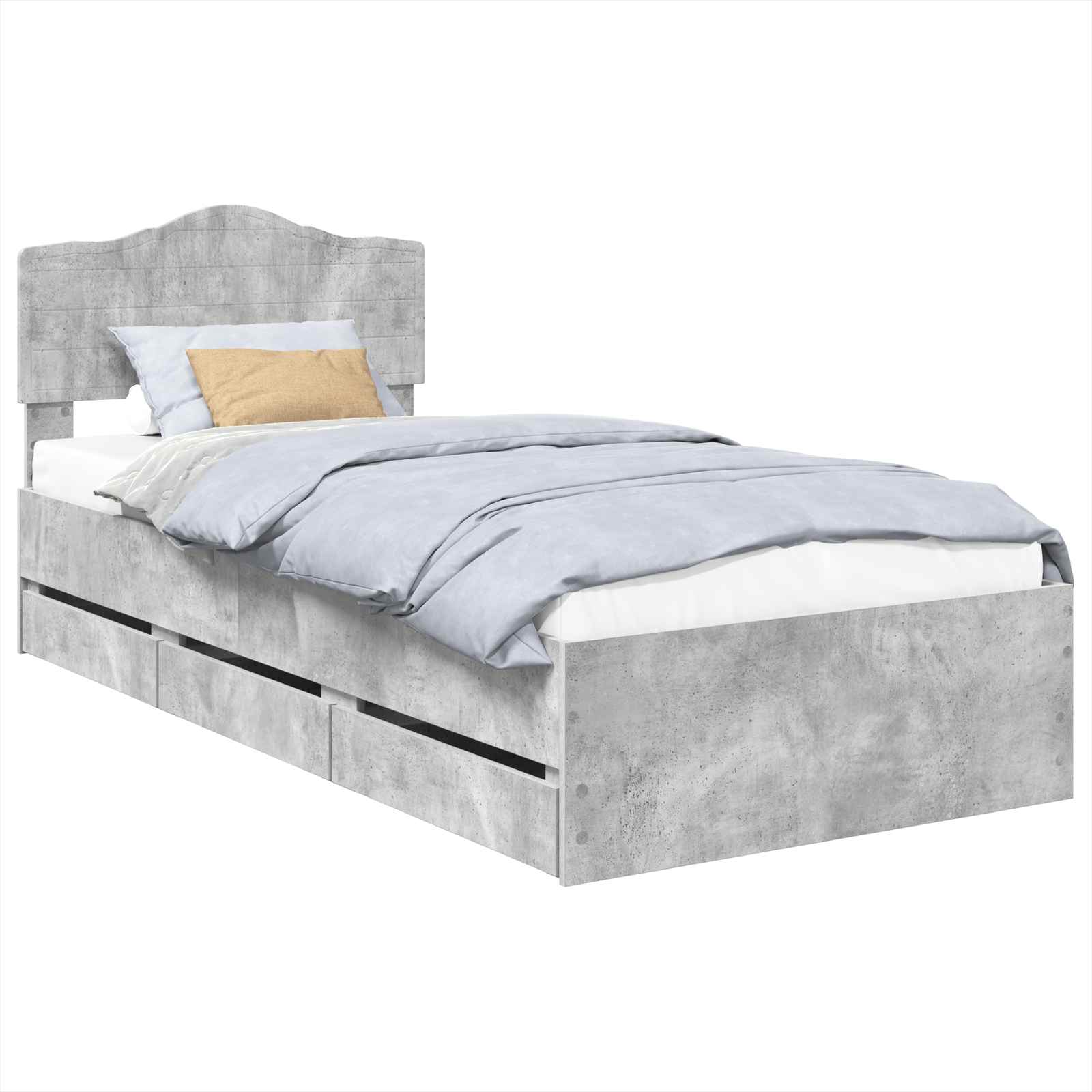 Bedframe met lade Beton Grijs 90 x 200 cm Ingenieurshout is nu te koop bij PeponiXL, paradijselijk wonen!