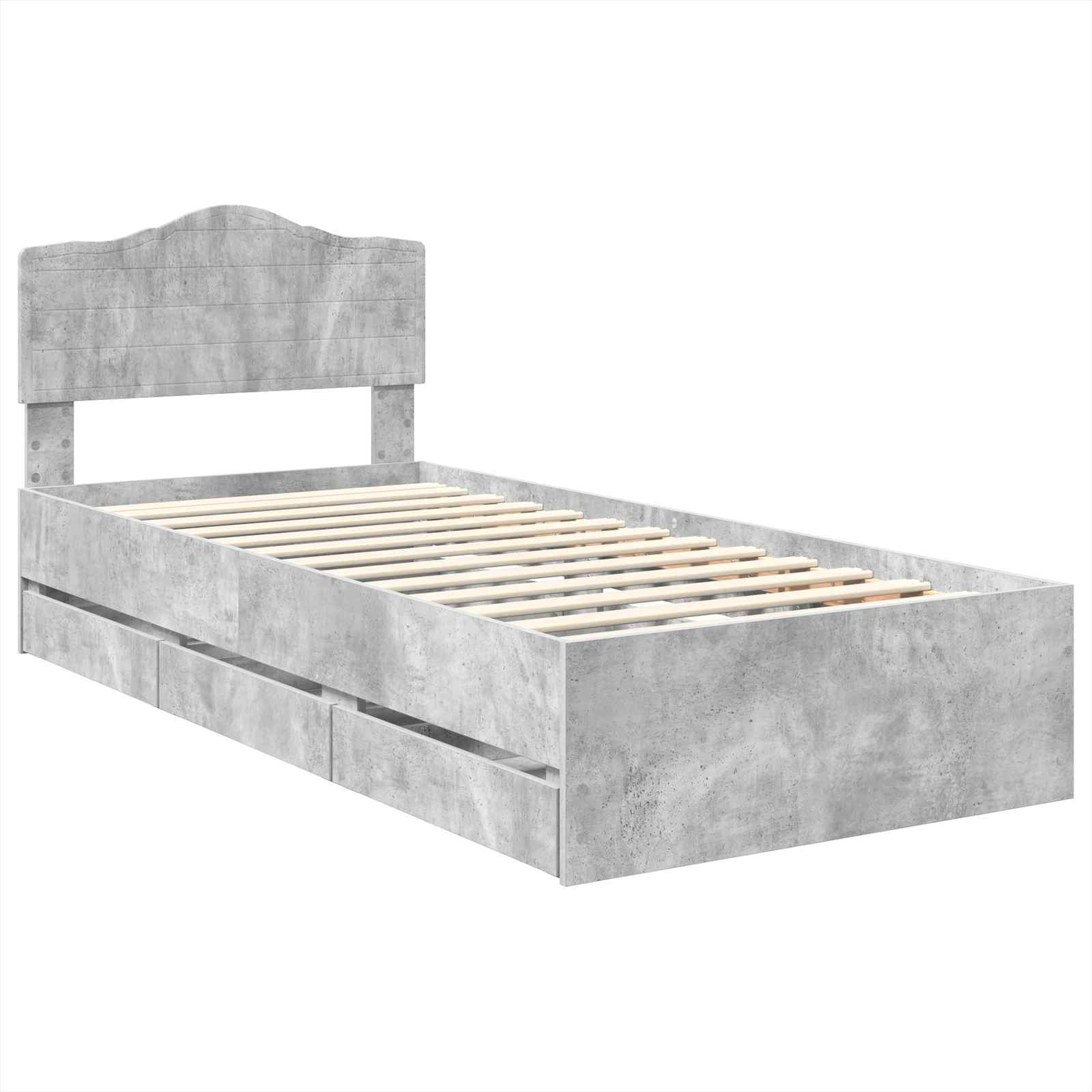 Bedframe met lade Beton Grijs 90 x 200 cm Ingenieurshout is nu te koop bij PeponiXL, paradijselijk wonen!