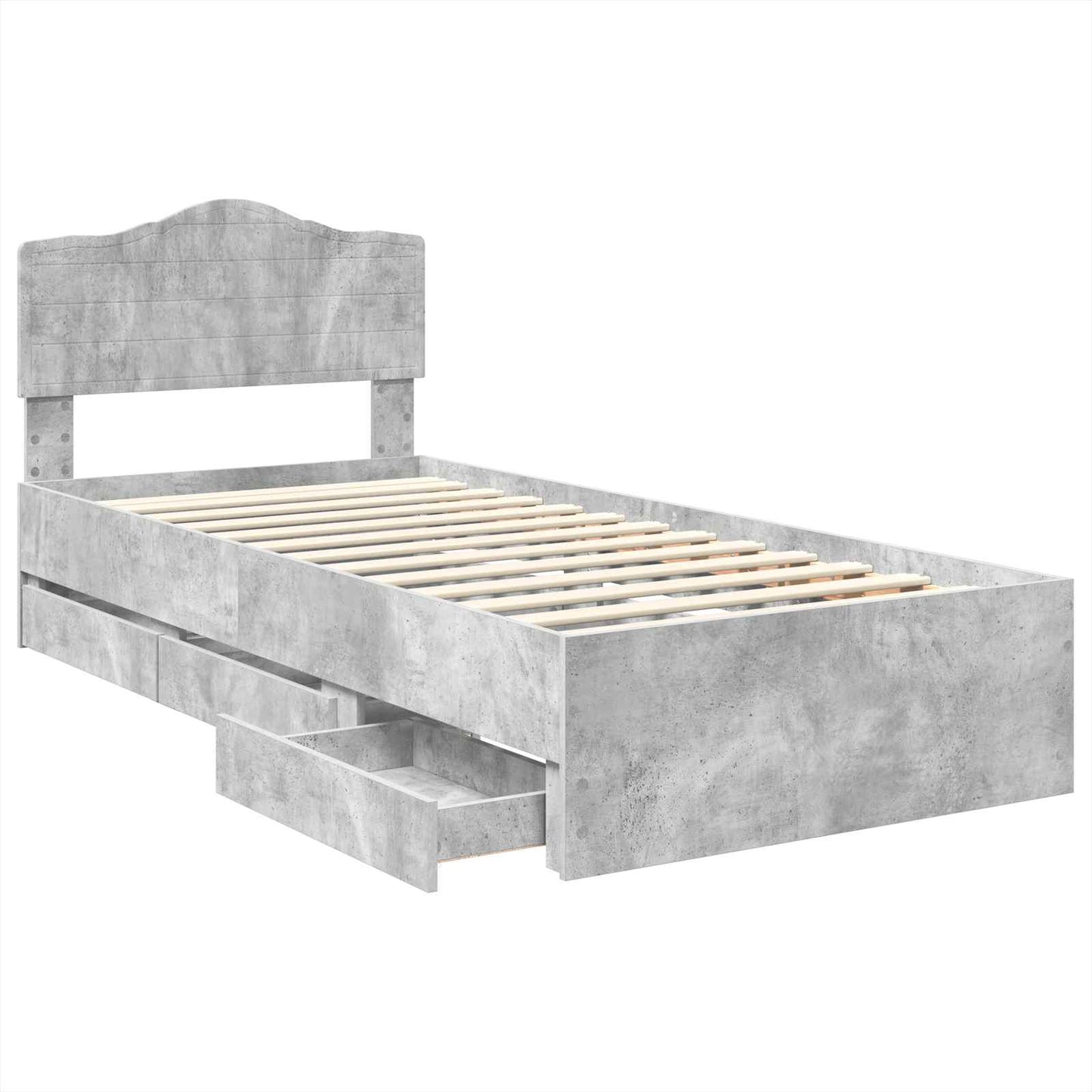 Bedframe met lade Beton Grijs 90 x 200 cm Ingenieurshout is nu te koop bij PeponiXL, paradijselijk wonen!