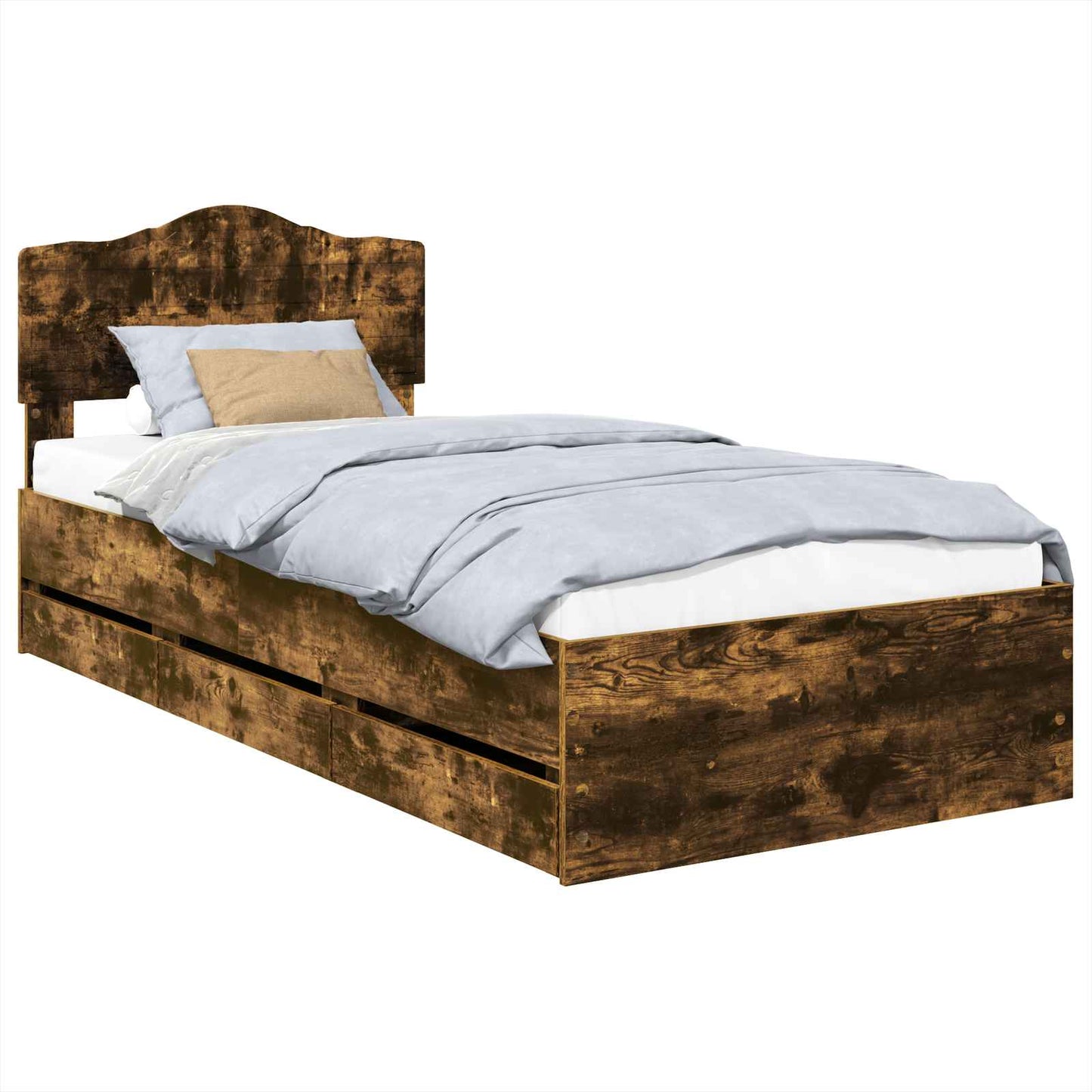 Bedframe met lade Gerookt eiken 90 x 200 cm Ingenieurshout is nu te koop bij PeponiXL, paradijselijk wonen!
