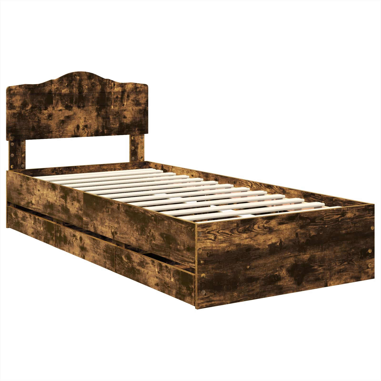 Bedframe met lade Gerookt eiken 90 x 200 cm Ingenieurshout is nu te koop bij PeponiXL, paradijselijk wonen!