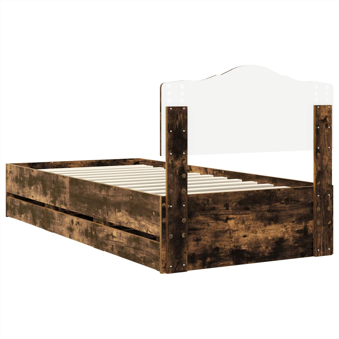 Bedframe met lade Gerookt eiken 90 x 200 cm Ingenieurshout is nu te koop bij PeponiXL, paradijselijk wonen!