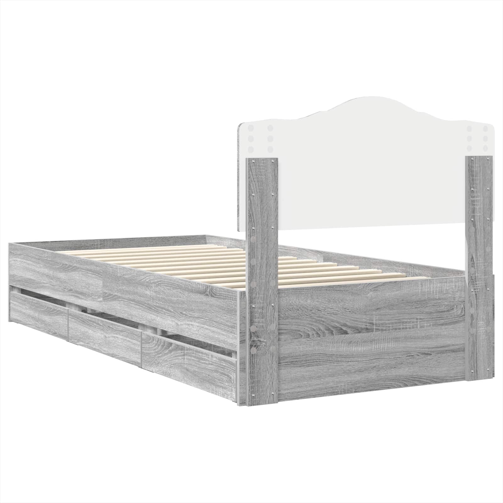 Bedframe met lade Grijs Sonoma 90 x 200 cm Ingenieurshout is nu te koop bij PeponiXL, paradijselijk wonen!