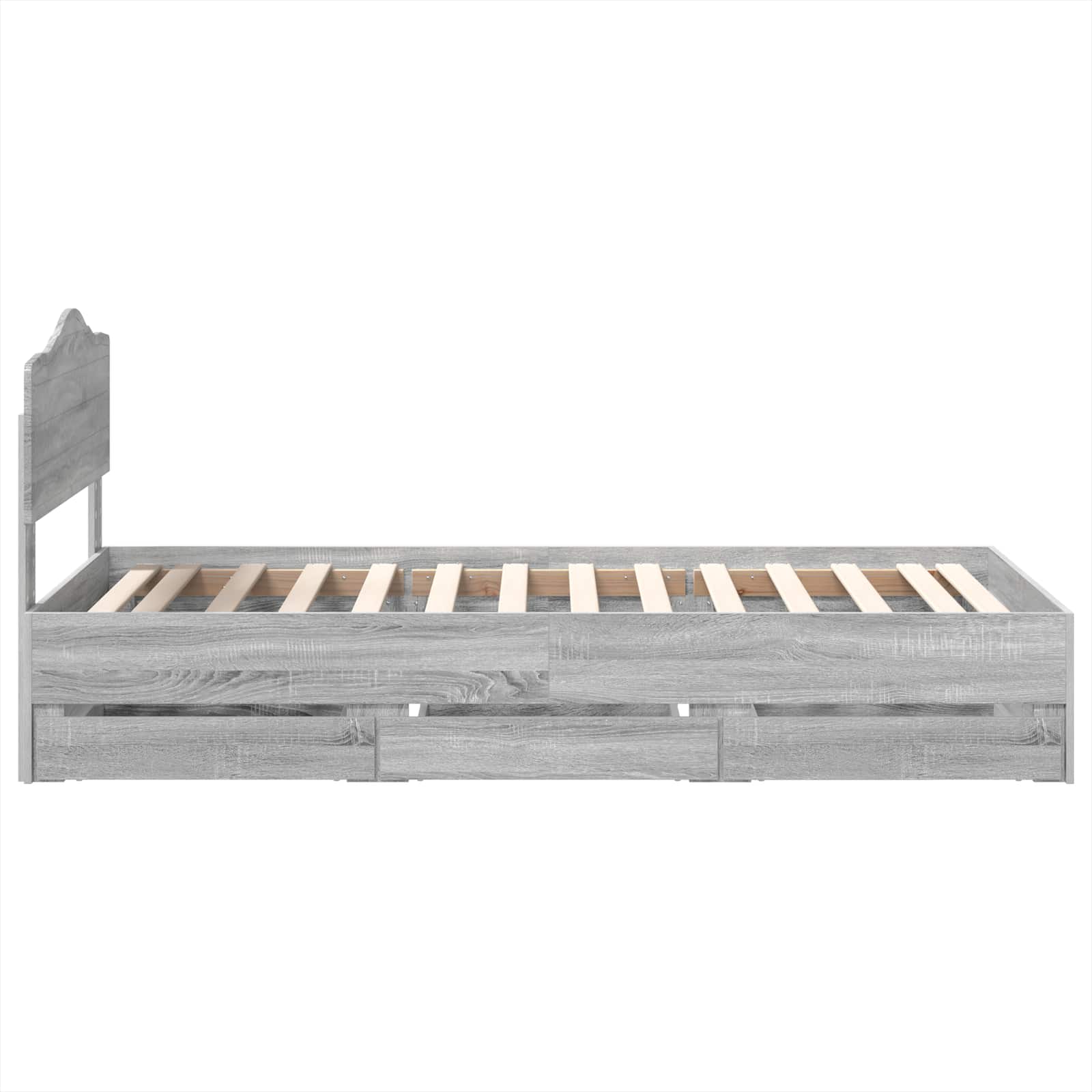 Bedframe met lade Grijs Sonoma 90 x 200 cm Ingenieurshout is nu te koop bij PeponiXL, paradijselijk wonen!