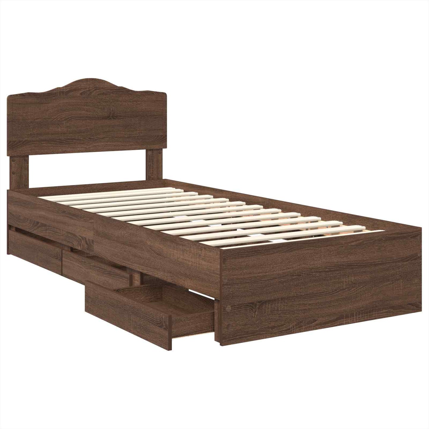 Bedframe met lade Bruin Eiken 90 x 200 cm Ingenieurshout is nu te koop bij PeponiXL, paradijselijk wonen!