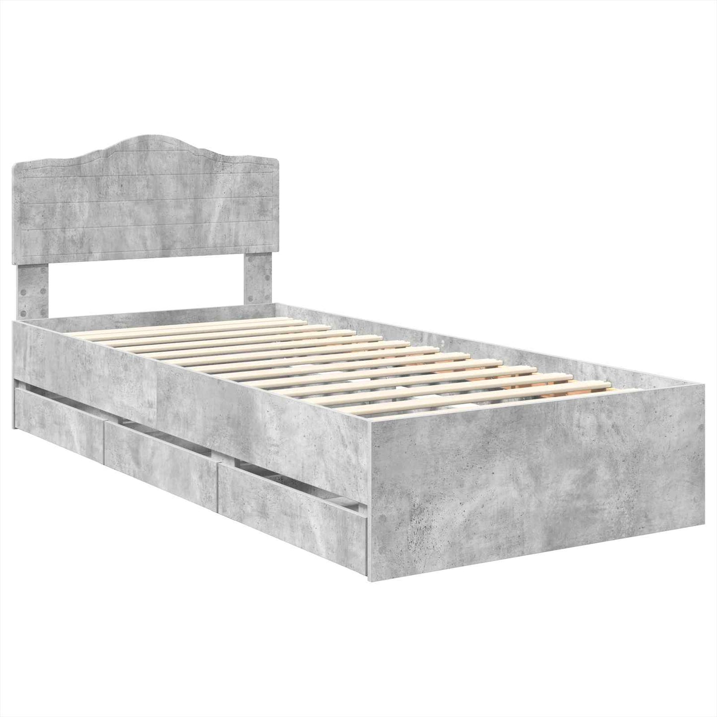 Bedframe met lade Beton Grijs 90 x 190 cm Ingenieurshout is nu te koop bij PeponiXL, paradijselijk wonen!