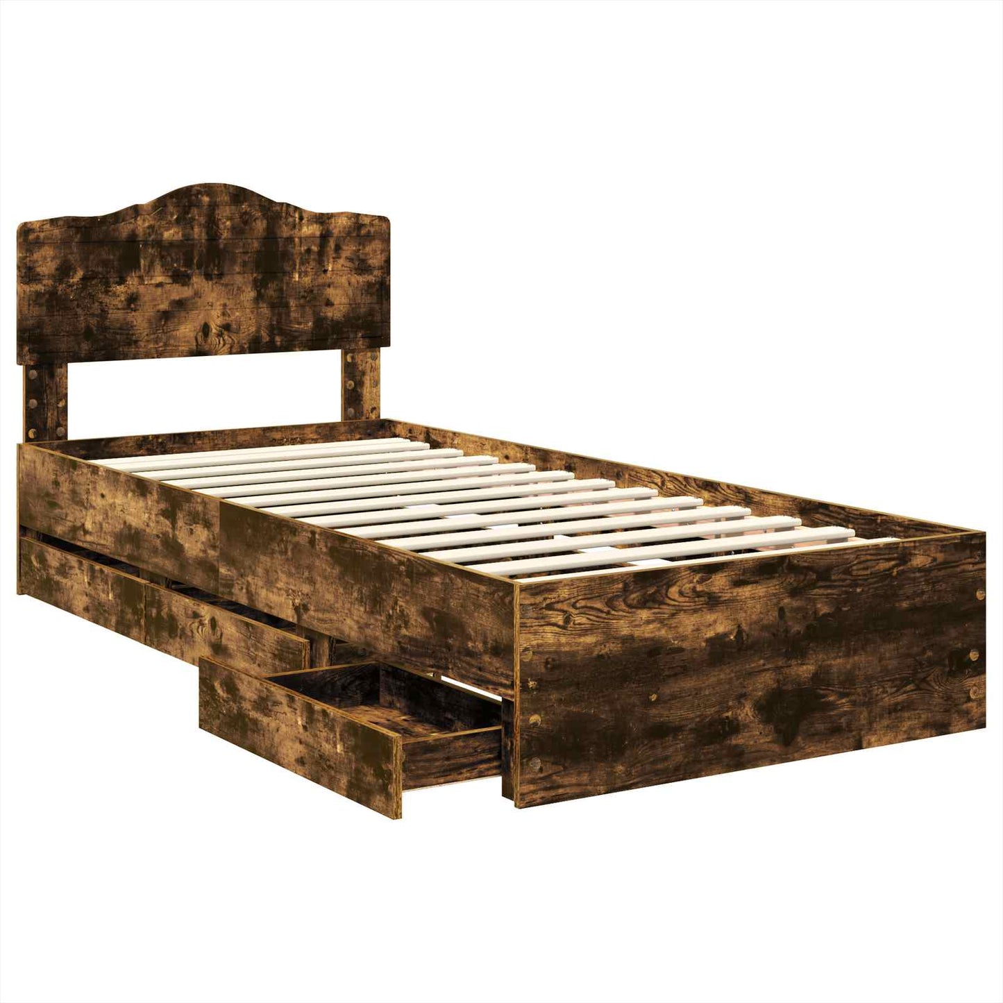 Bedframe met lade Gerookt eiken 90 x 190 cm Ingenieurshout is nu te koop bij PeponiXL, paradijselijk wonen!