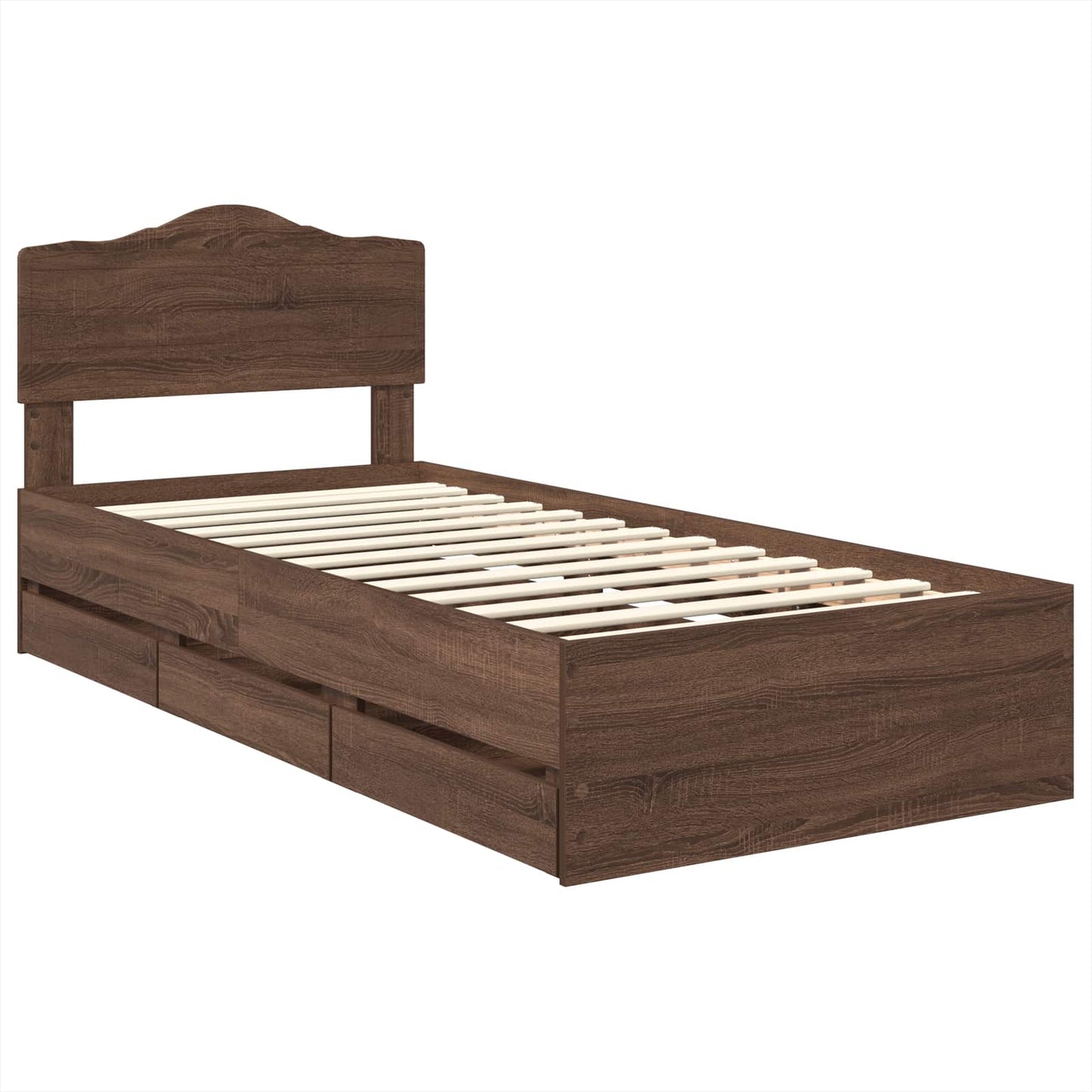 Bedframe met lade Bruin Eiken 90 x 190 cm Ingenieurshout is nu te koop bij PeponiXL, paradijselijk wonen!