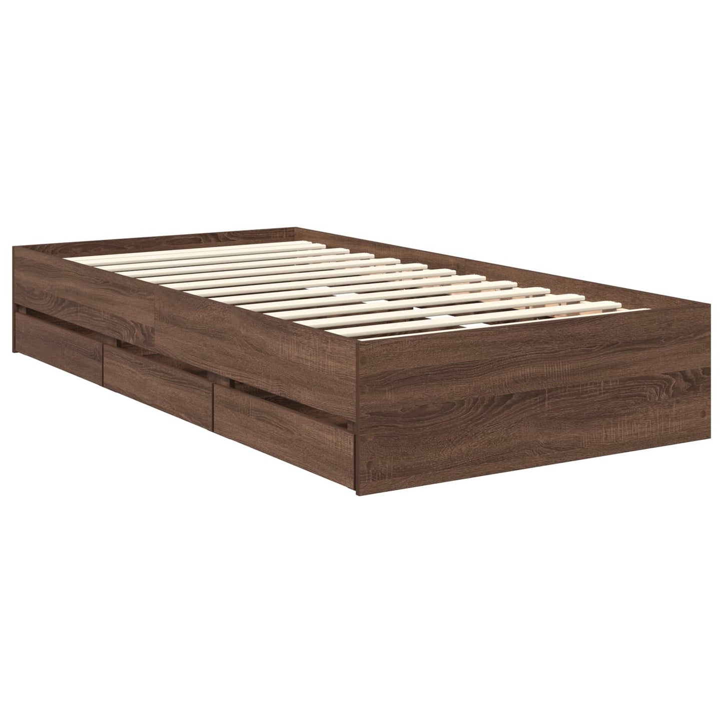Bedframe met lade Bruin Eiken 90 x 190 cm Ingenieurshout is nu te koop bij PeponiXL, paradijselijk wonen!