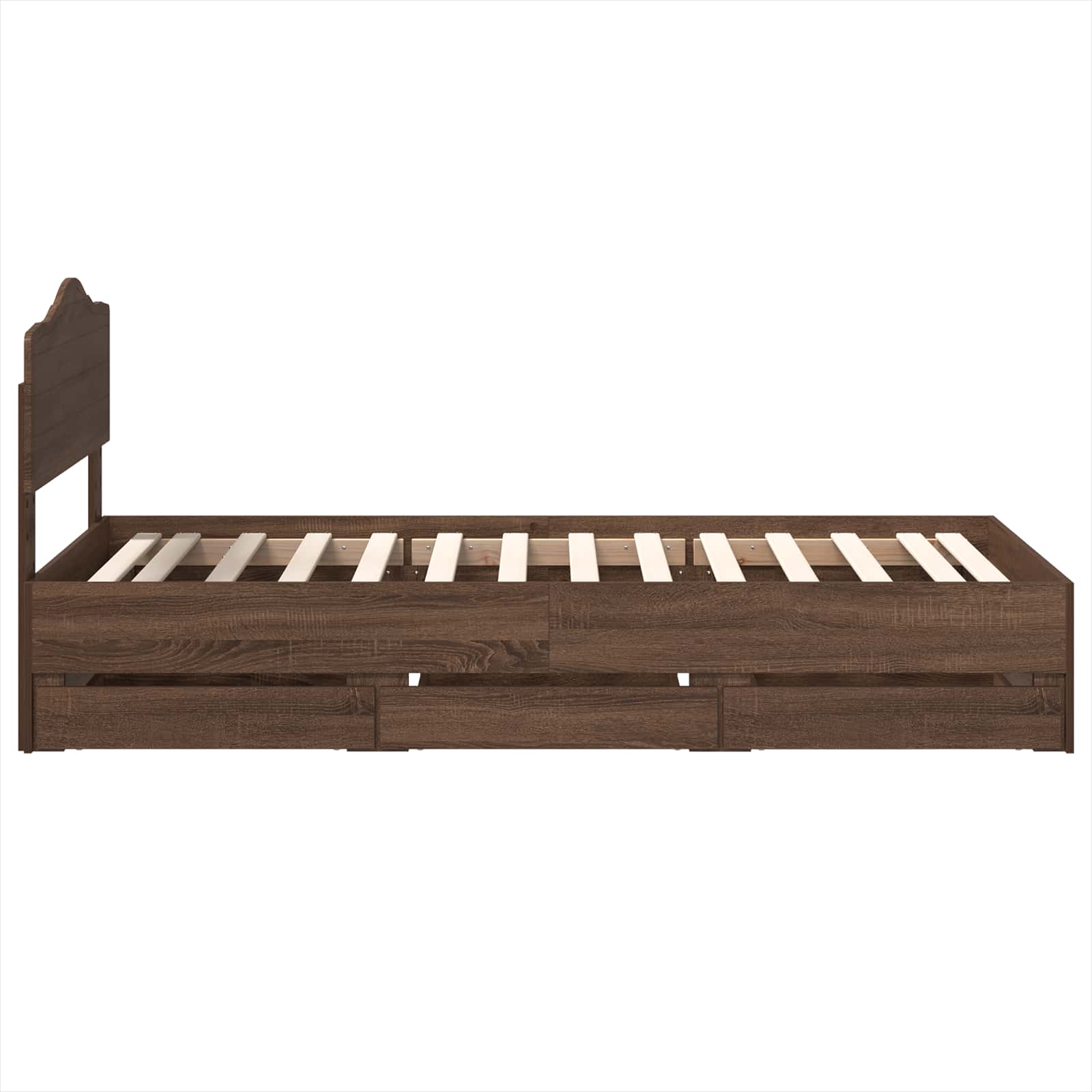 Bedframe met lade Bruin Eiken 90 x 190 cm Ingenieurshout is nu te koop bij PeponiXL, paradijselijk wonen!