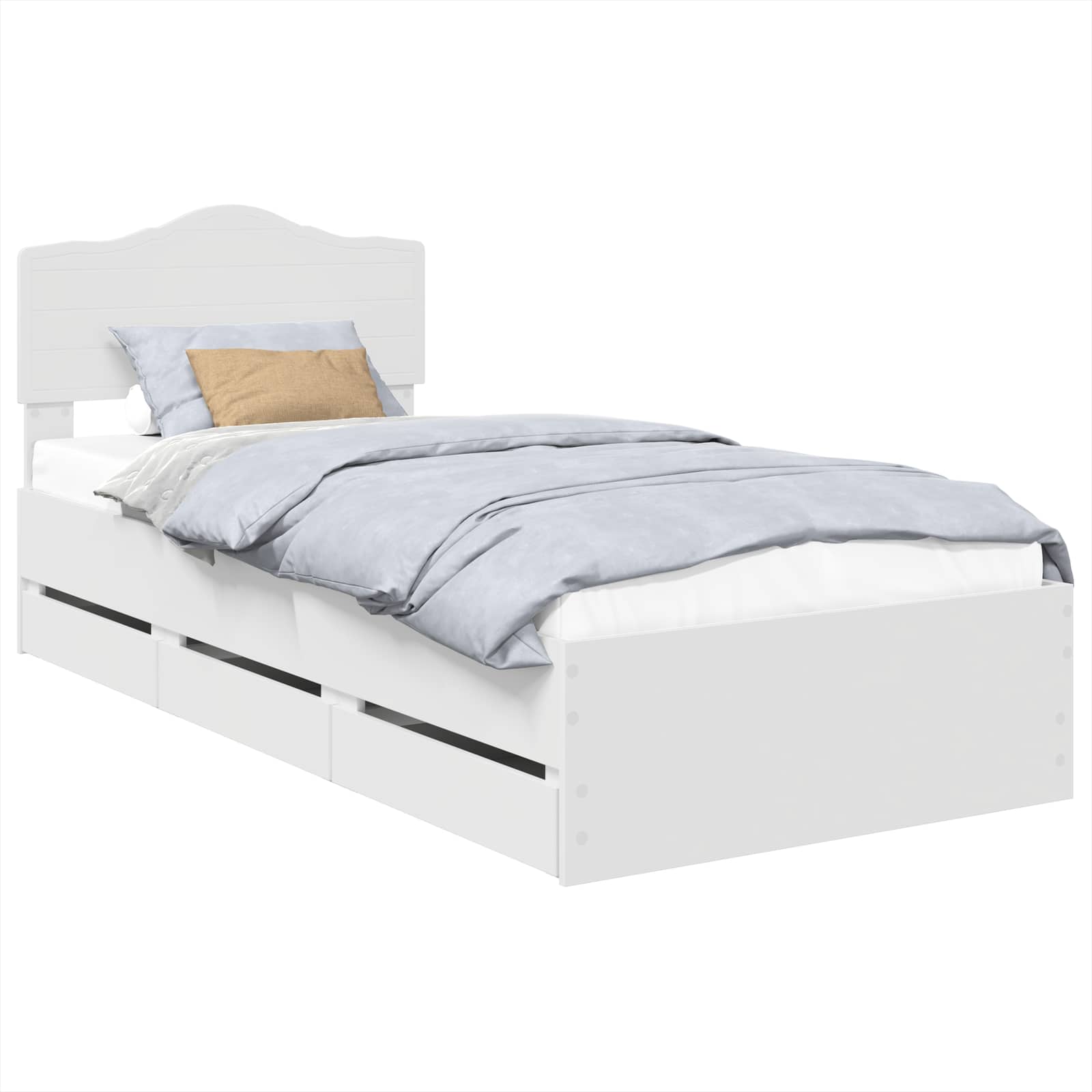 Bedframe met lade met hoofdeinde Wit 75 x 190 cm Ingenieurshout is nu te koop bij PeponiXL, paradijselijk wonen!