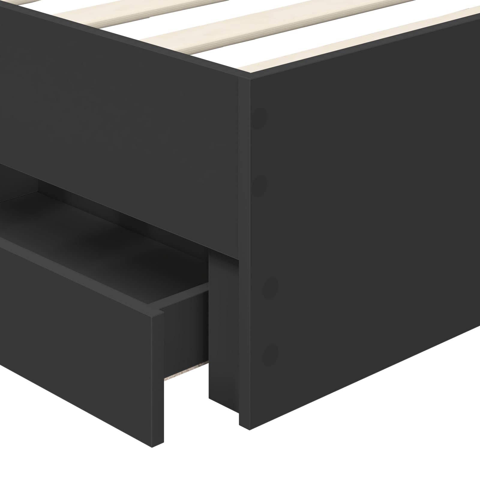 Bedframe met lade met opslag Zwart 75 x 190 cm Ingenieurshout is nu te koop bij PeponiXL, paradijselijk wonen!