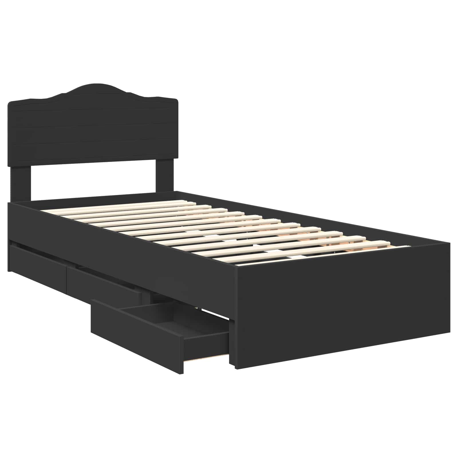 Bedframe met lade met opslag Zwart 75 x 190 cm Ingenieurshout is nu te koop bij PeponiXL, paradijselijk wonen!