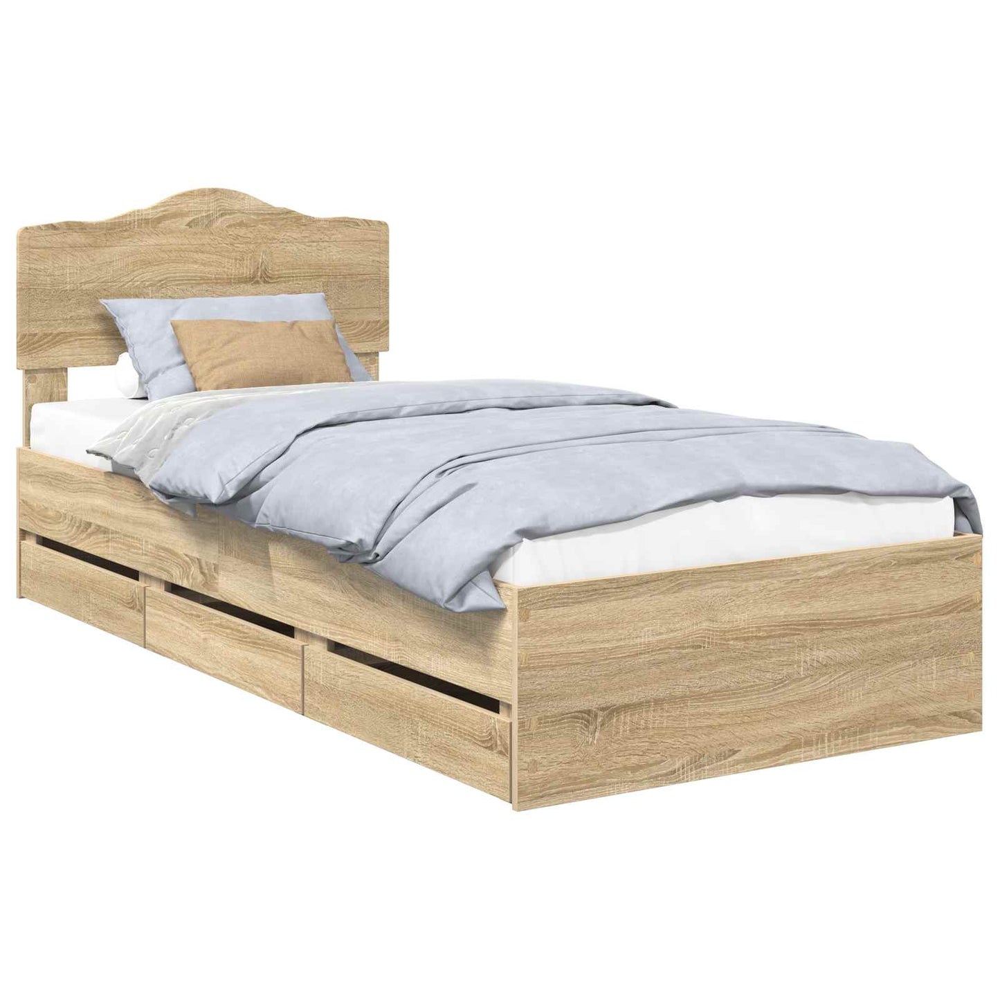 Bedframe met lade Sonoma Eiken 75 x 190 cm Ingenieurshout is nu te koop bij PeponiXL, paradijselijk wonen!
