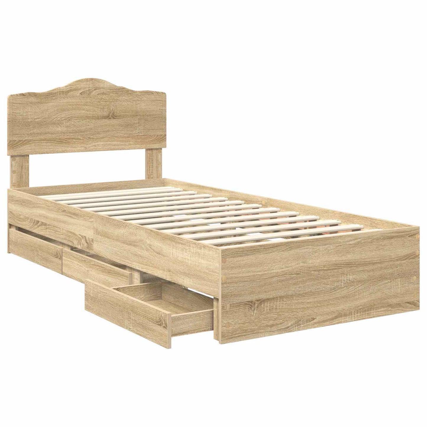 Bedframe met lade Sonoma Eiken 75 x 190 cm Ingenieurshout is nu te koop bij PeponiXL, paradijselijk wonen!