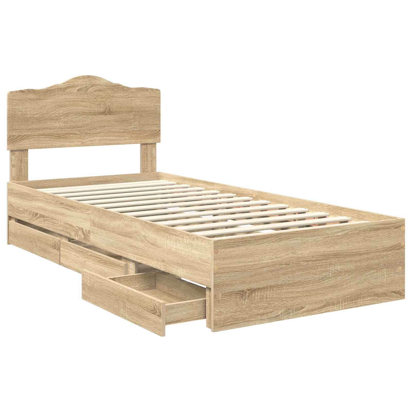 Bedframe met lade Sonoma Eiken 75 x 190 cm Ingenieurshout is nu te koop bij PeponiXL, paradijselijk wonen!