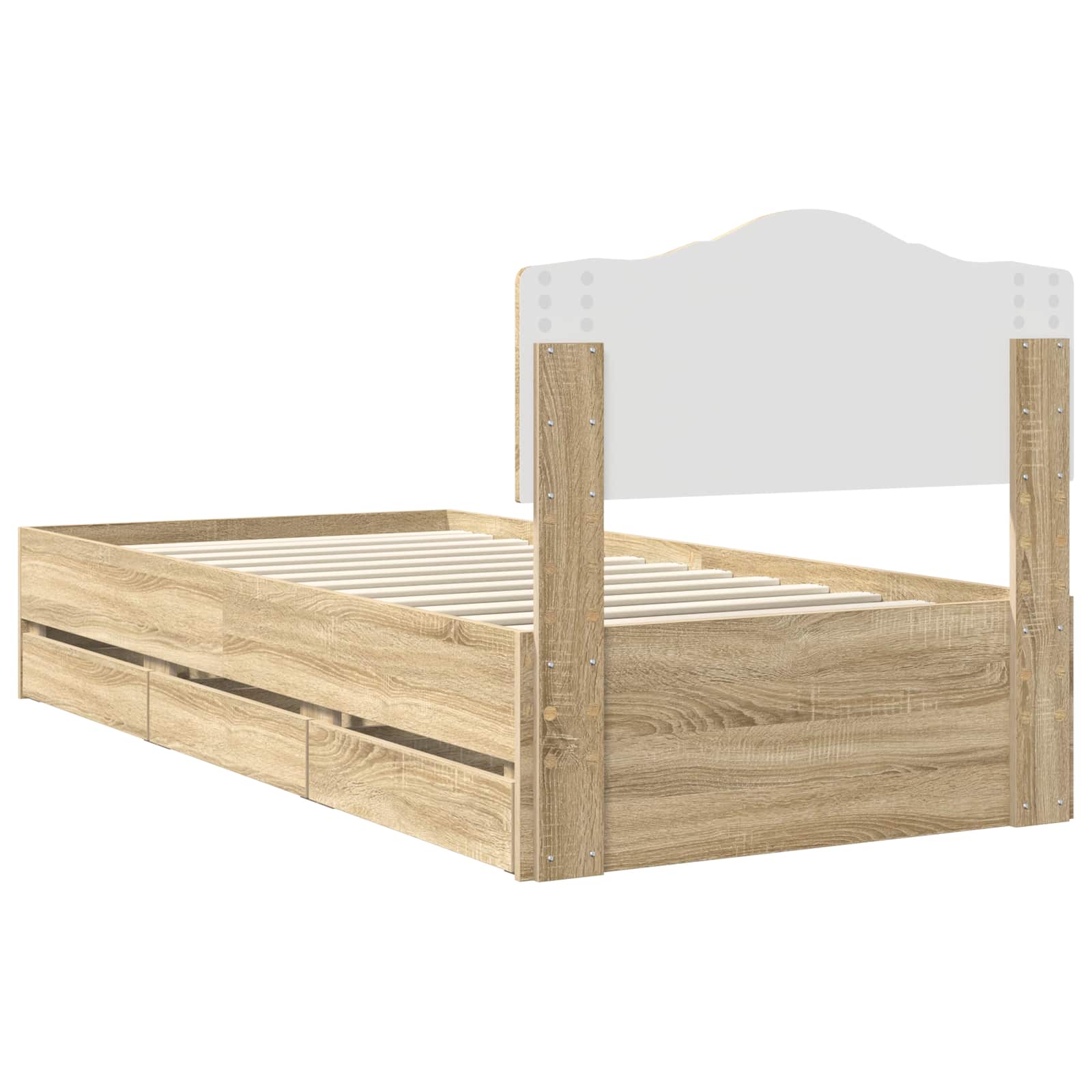 Bedframe met lade Sonoma Eiken 75 x 190 cm Ingenieurshout is nu te koop bij PeponiXL, paradijselijk wonen!