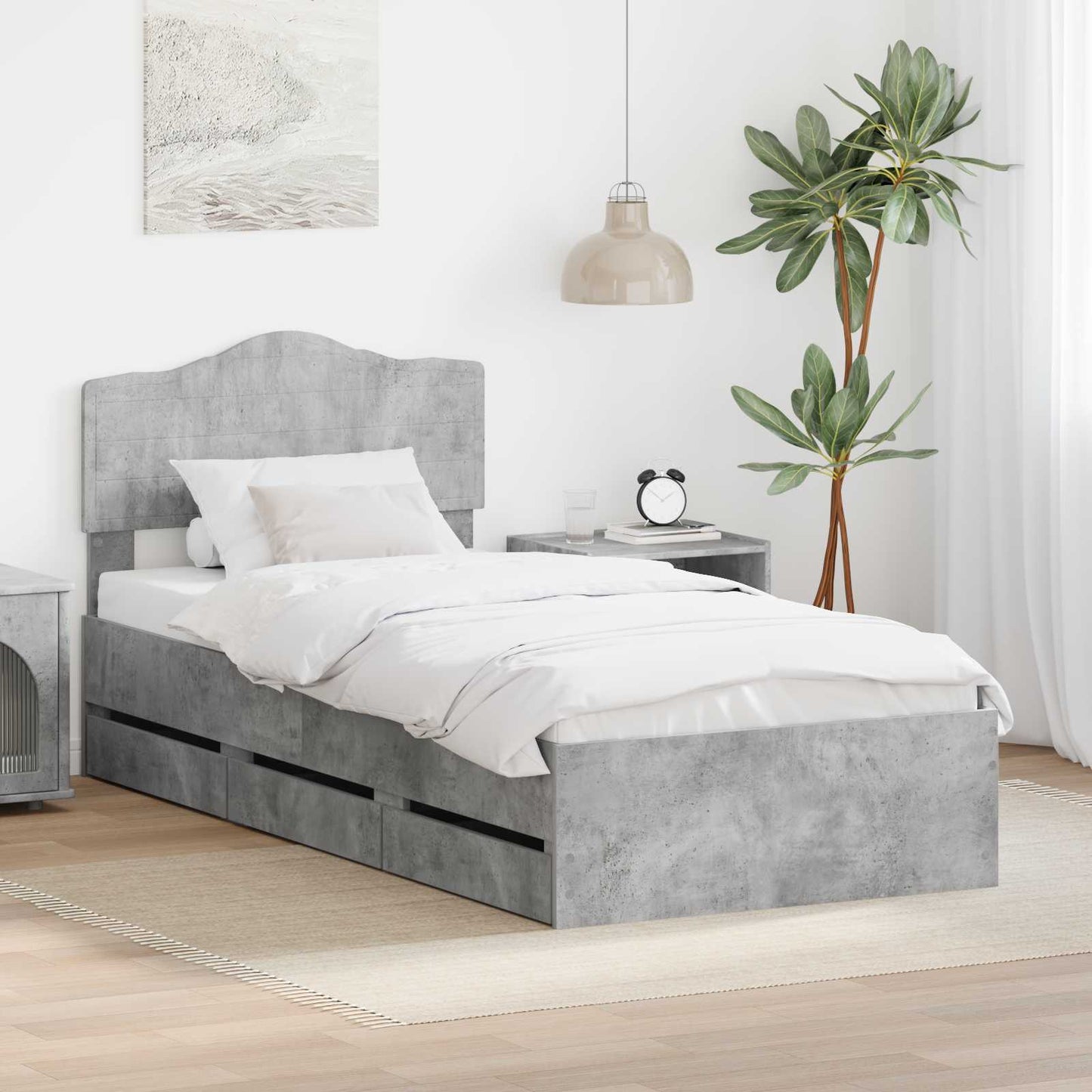 Bedframe met lade Beton Grijs 75 x 190 cm Ingenieurshout is nu te koop bij PeponiXL, paradijselijk wonen!