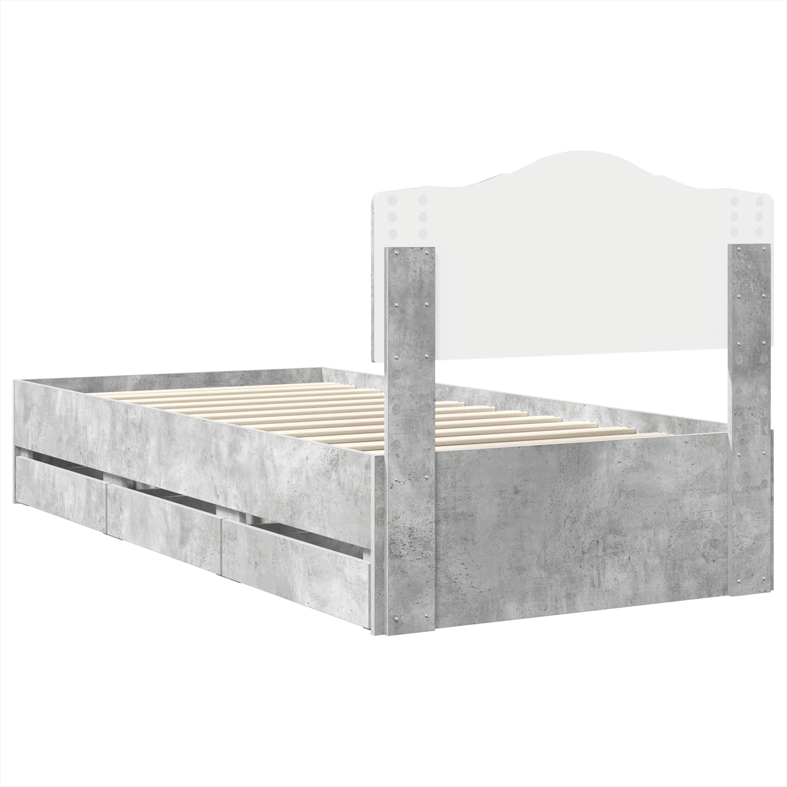 Bedframe met lade Beton Grijs 75 x 190 cm Ingenieurshout is nu te koop bij PeponiXL, paradijselijk wonen!