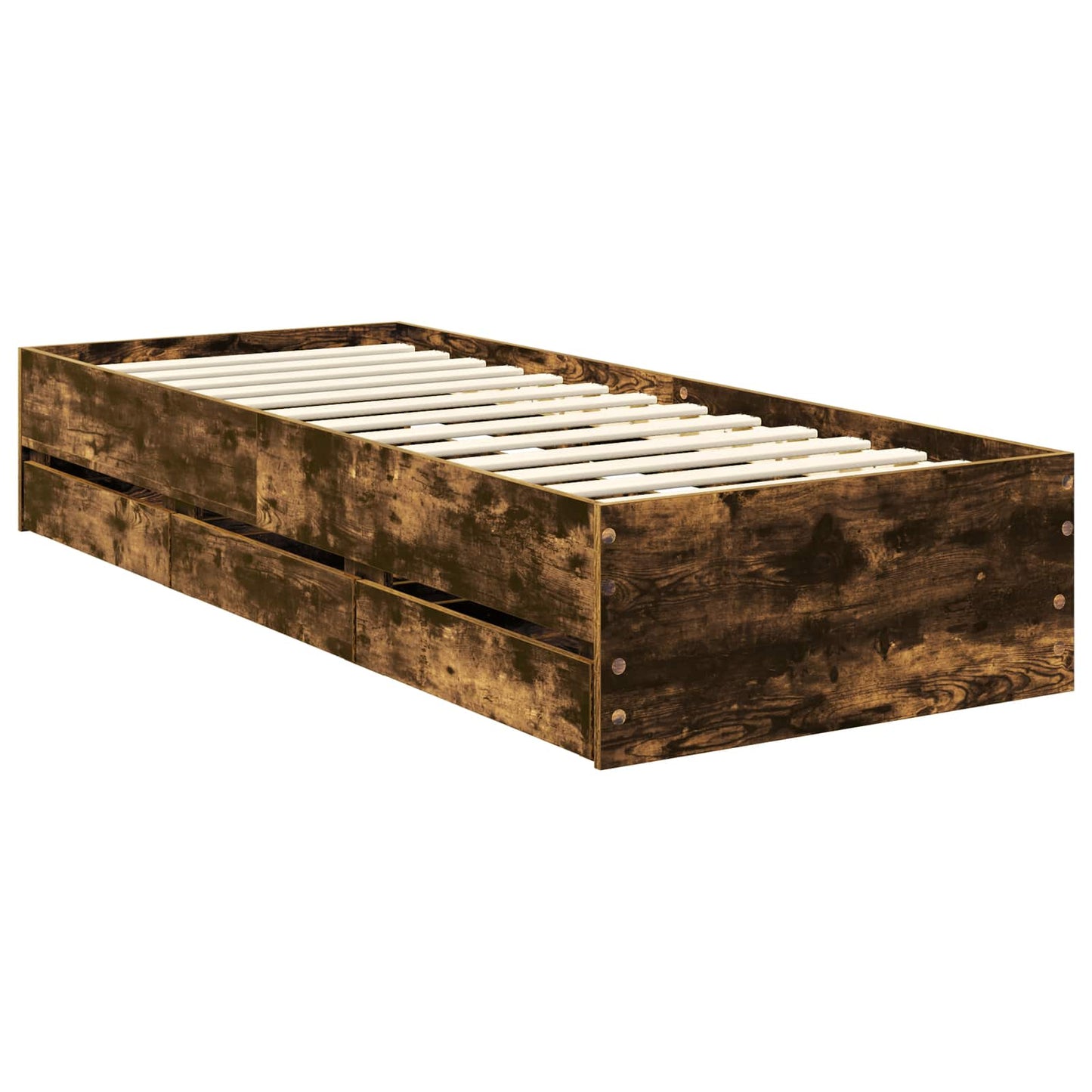 Bedframe met lade Gerookt eiken 75 x 190 cm Ingenieurshout is nu te koop bij PeponiXL, paradijselijk wonen!