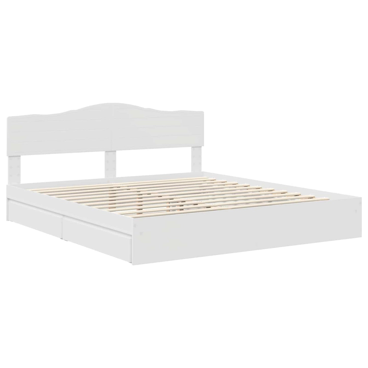Opslag bed met hoofdeinde Wit 200 x 200 cm Bewerkt hout is nu te koop bij PeponiXL, paradijselijk wonen!