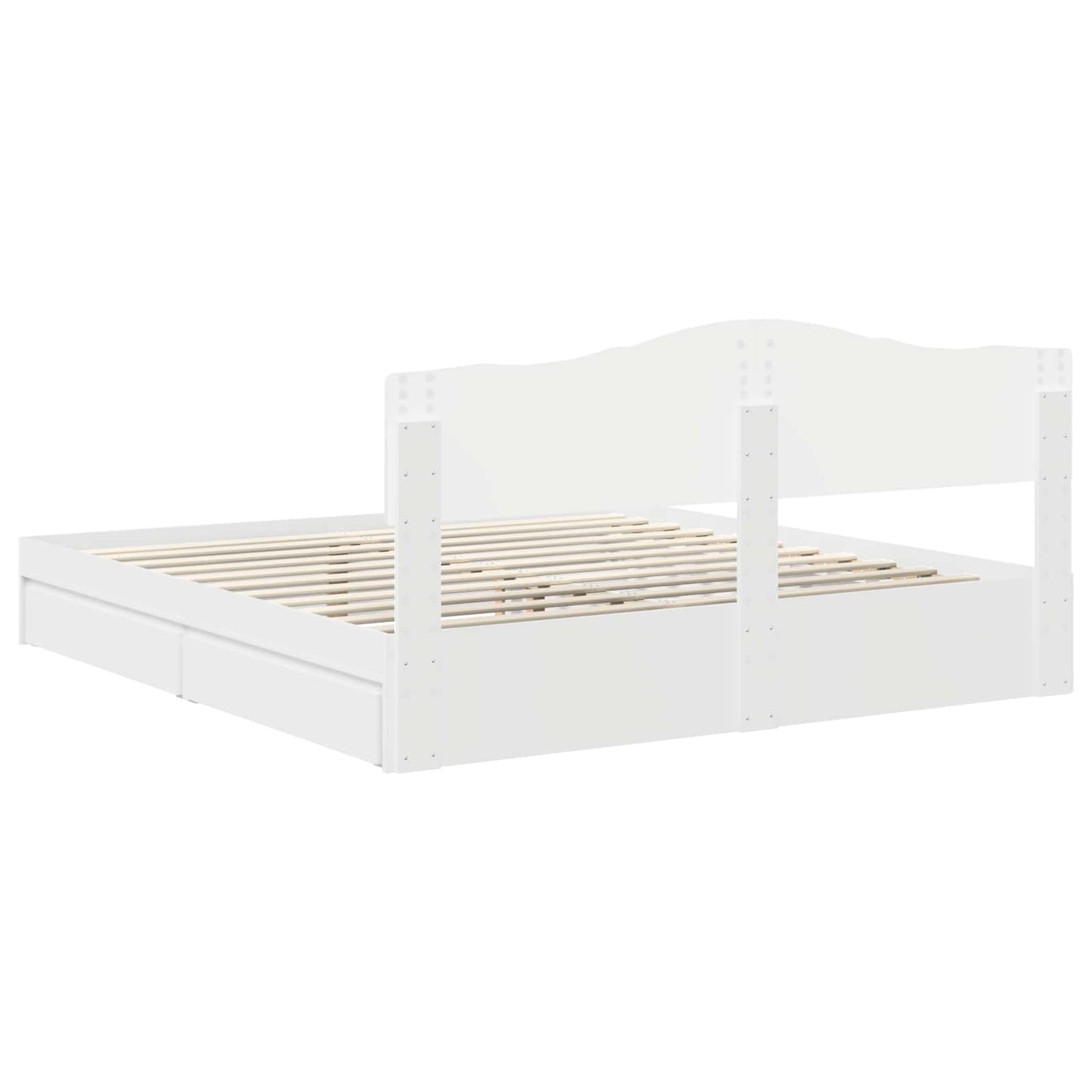 Opslag bed met hoofdeinde Wit 200 x 200 cm Bewerkt hout is nu te koop bij PeponiXL, paradijselijk wonen!