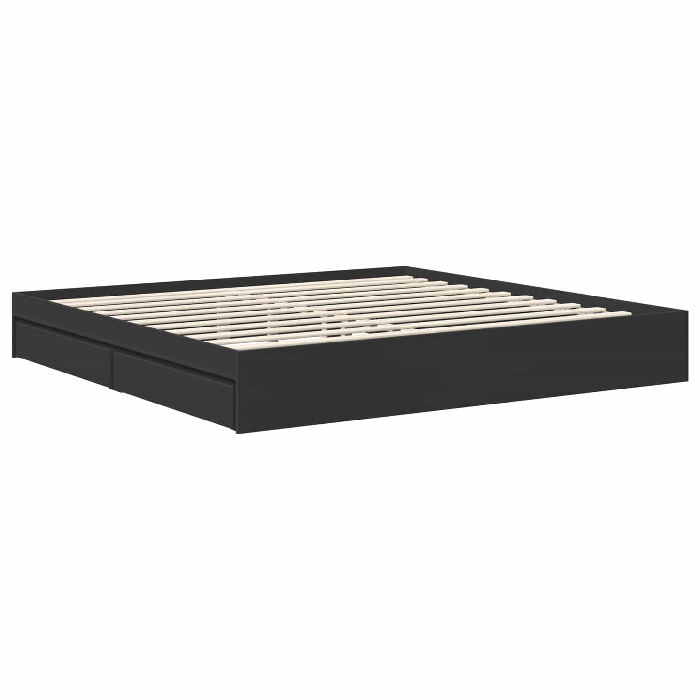Opslag bed met hoofdeinde Zwart 200 x 200 cm Bewerkt hout is nu te koop bij PeponiXL, paradijselijk wonen!