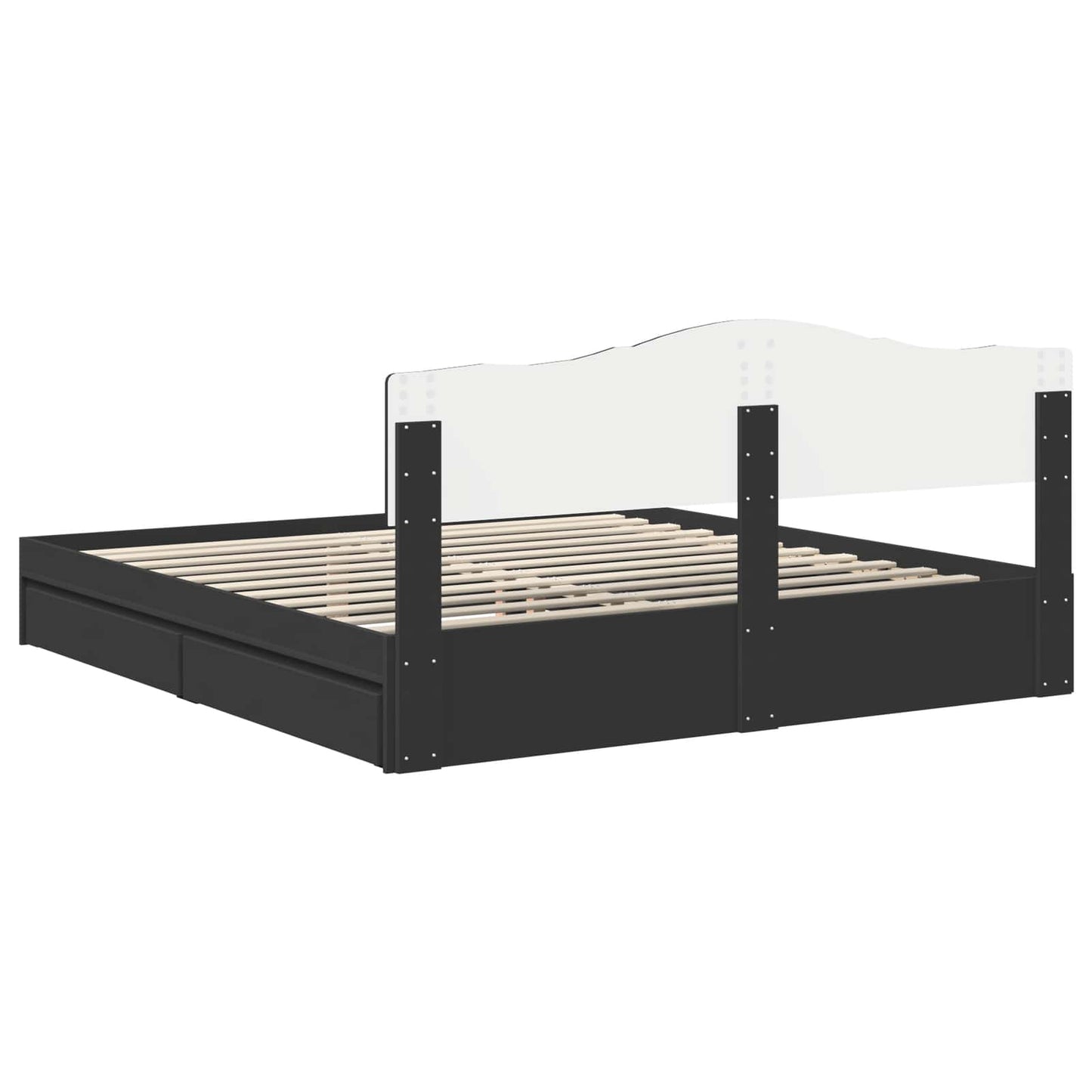 Opslag bed met hoofdeinde Zwart 200 x 200 cm Bewerkt hout is nu te koop bij PeponiXL, paradijselijk wonen!