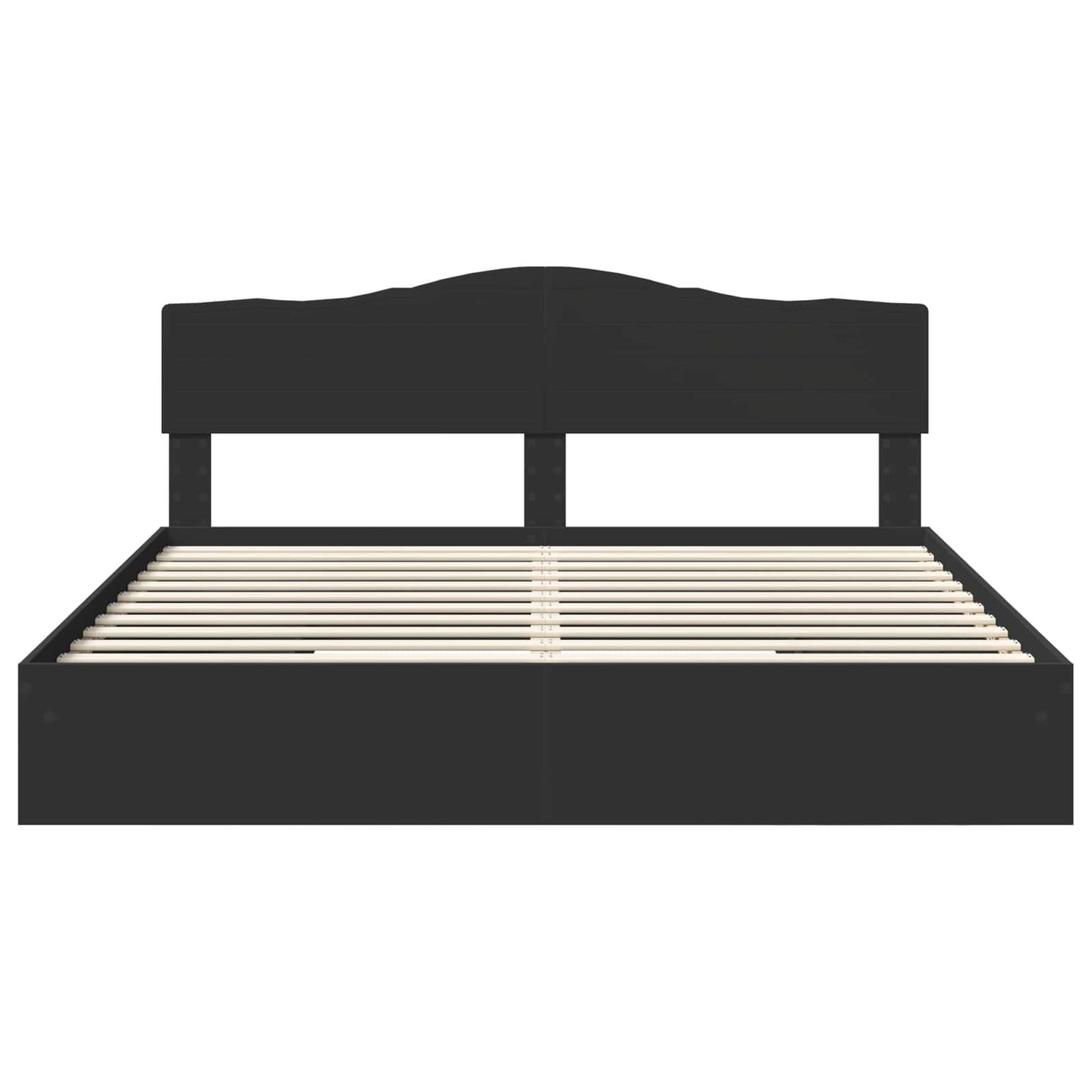 Opslag bed met hoofdeinde Zwart 200 x 200 cm Bewerkt hout is nu te koop bij PeponiXL, paradijselijk wonen!