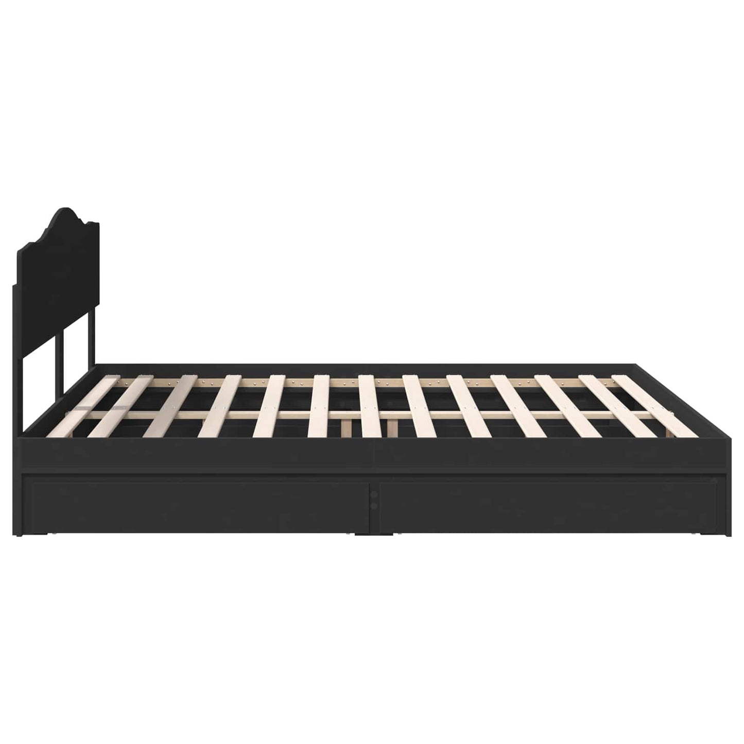 Opslag bed met hoofdeinde Zwart 200 x 200 cm Bewerkt hout is nu te koop bij PeponiXL, paradijselijk wonen!