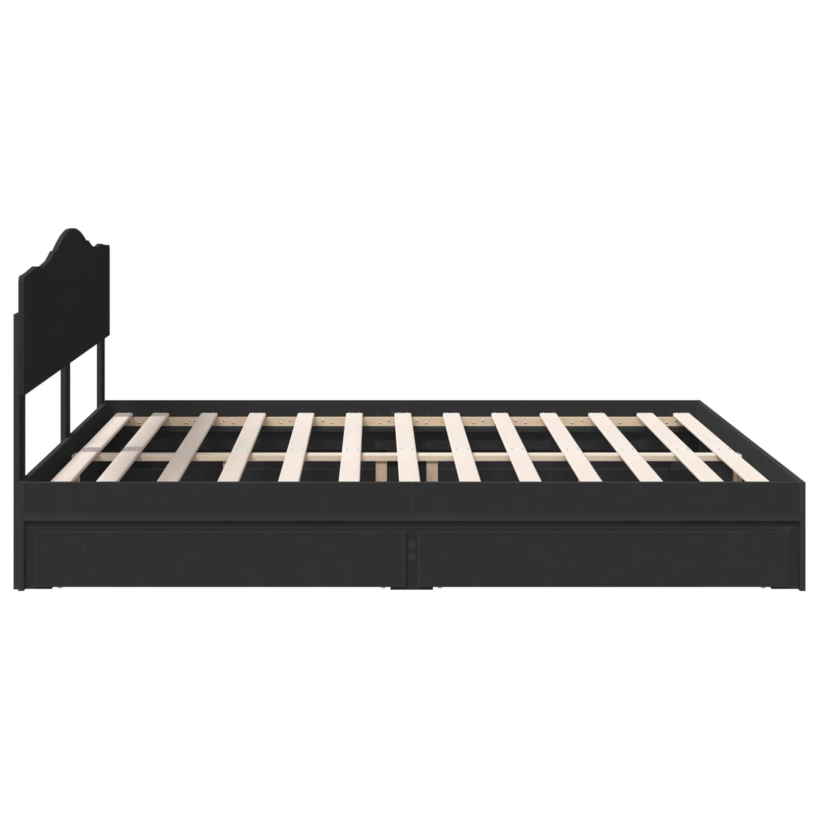 Opslag bed met hoofdeinde Zwart 200 x 200 cm Bewerkt hout is nu te koop bij PeponiXL, paradijselijk wonen!
